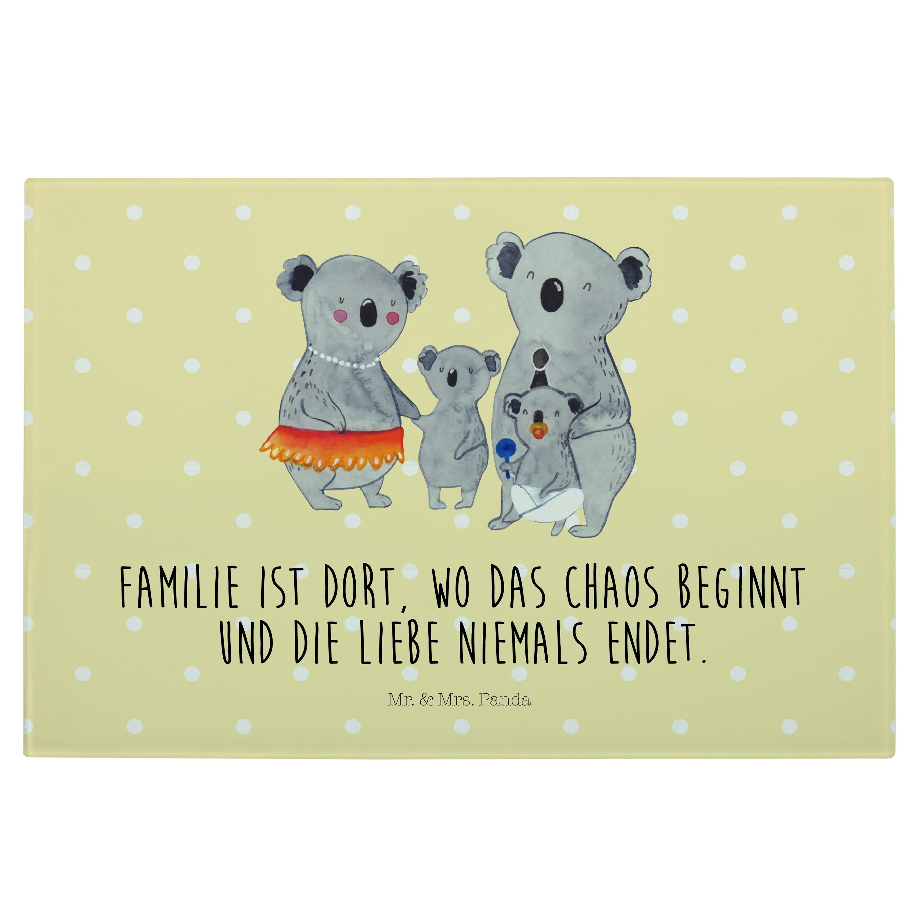 Mr. & Mrs. Panda Servierbrett »Koala Familie Gelb Pastell Geschenk