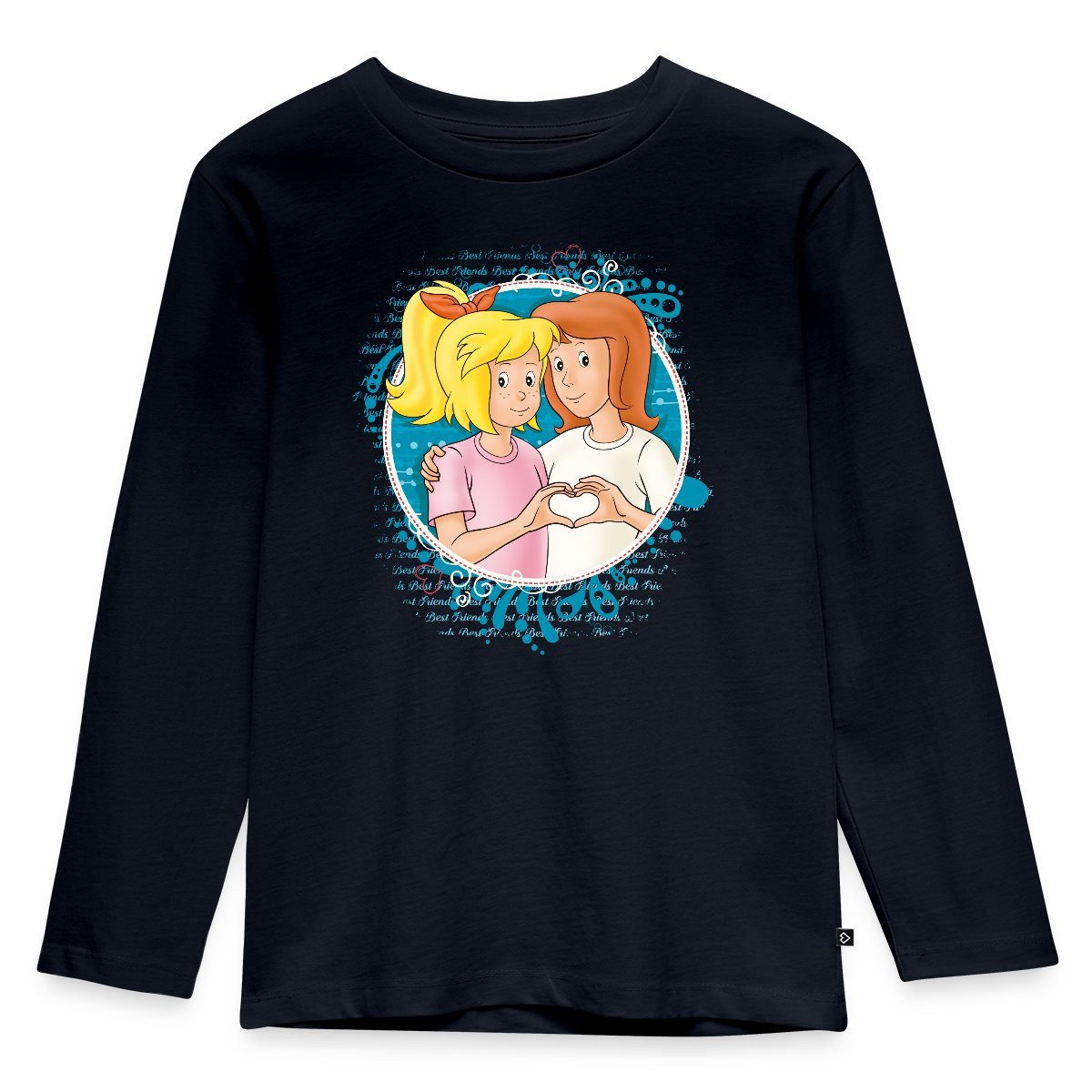 Spreadshirt T-Shirt Bibi Und Tina Zeichen Der Freundschaft Herz Kinder Premium Langarmshir (1-tlg)