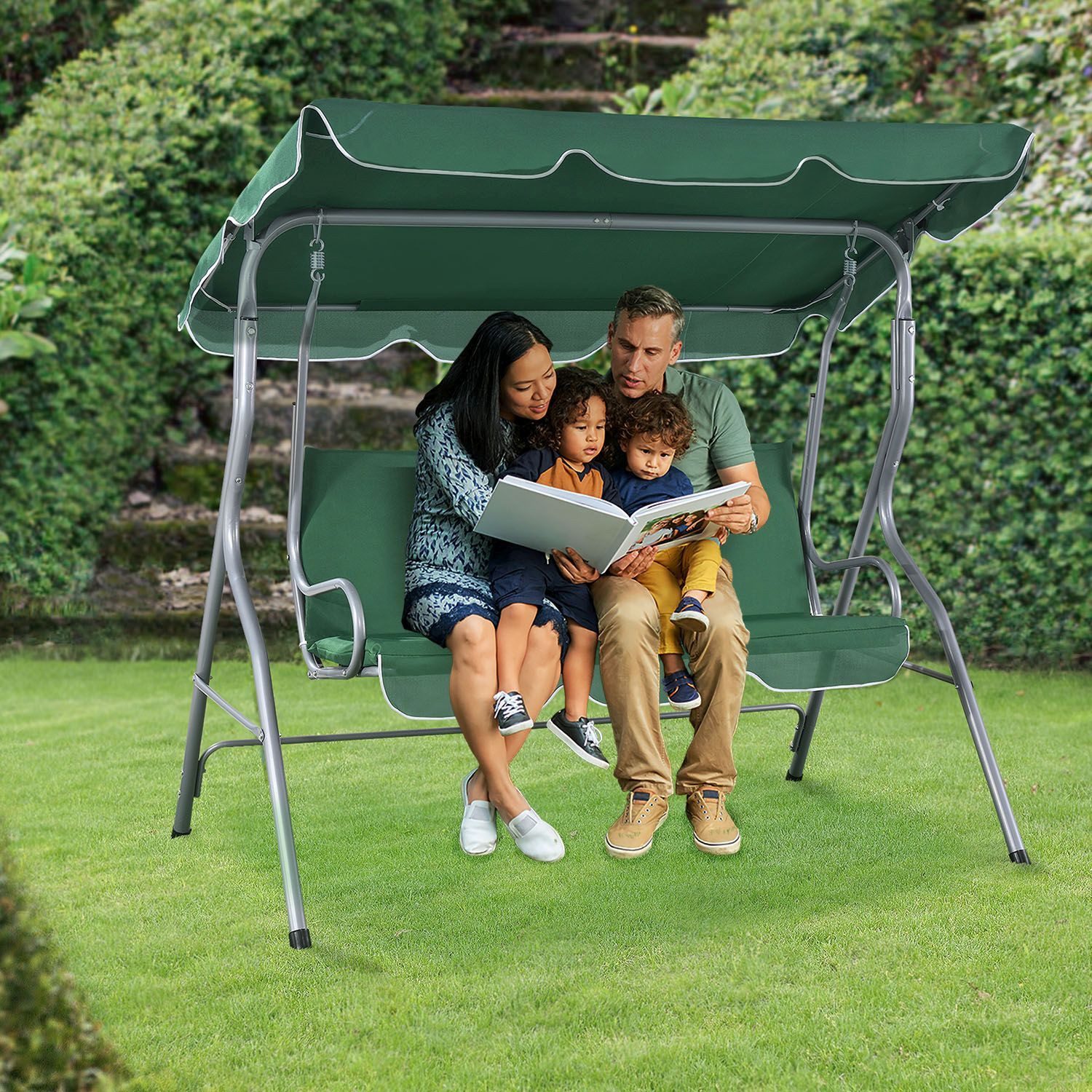 Juskys Hollywoodschaukel Cecina, 3-Sitzer, bis 200 günstig online kaufen