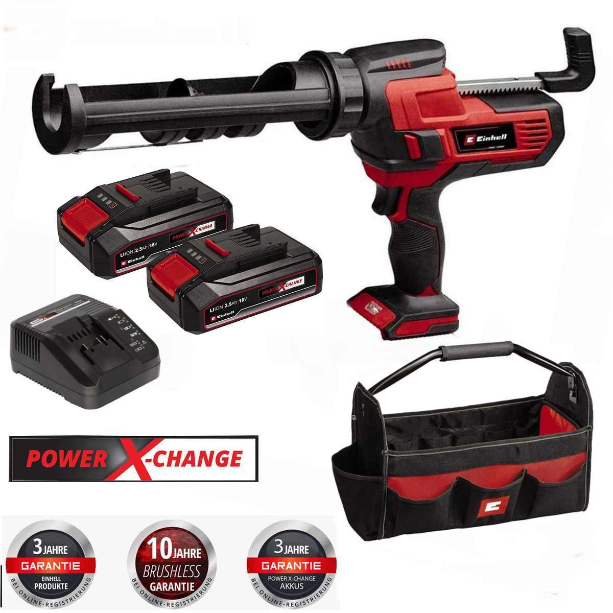 Einhell Akku-Kartuschenpistole Kartuschenpistole TE-SG 18/10 Li 18V + 2 x Akku 2.5 Ah, Ladegerät, Bag