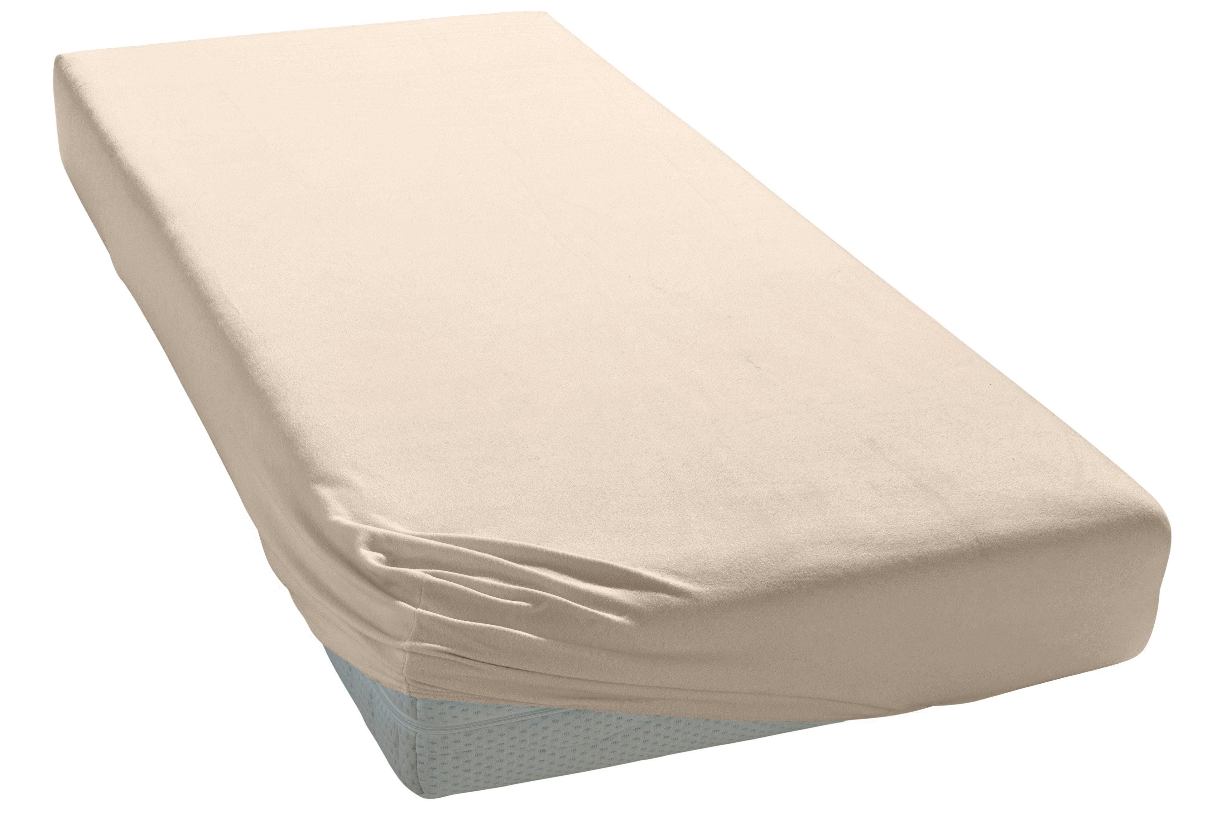 Elegante Spannbettlaken Uni Zwirn-Jersey, Mako-Jersey, Gummizug: rundum, (1 Stück), aus hochwertigem Garn
