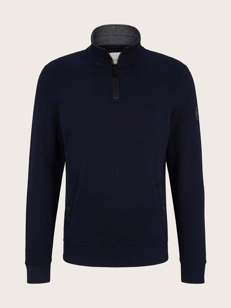 TOM TAILOR Sweatshirt Troyer Grindle Contrast (1-tlg)