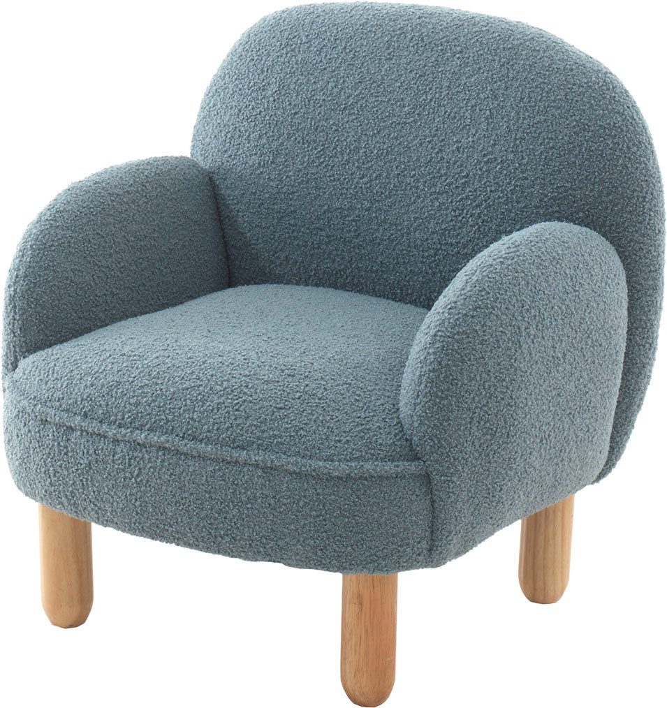 Vipack Sessel für Kinder in verspielter Optik, ein Highlight für das Kinderzimmer (B: 56 x H: 52 x T: 53 cm, Füße aus Massivholz), Bezug flauschiger Bouclé Stoff, zwei Farben zur Wahl