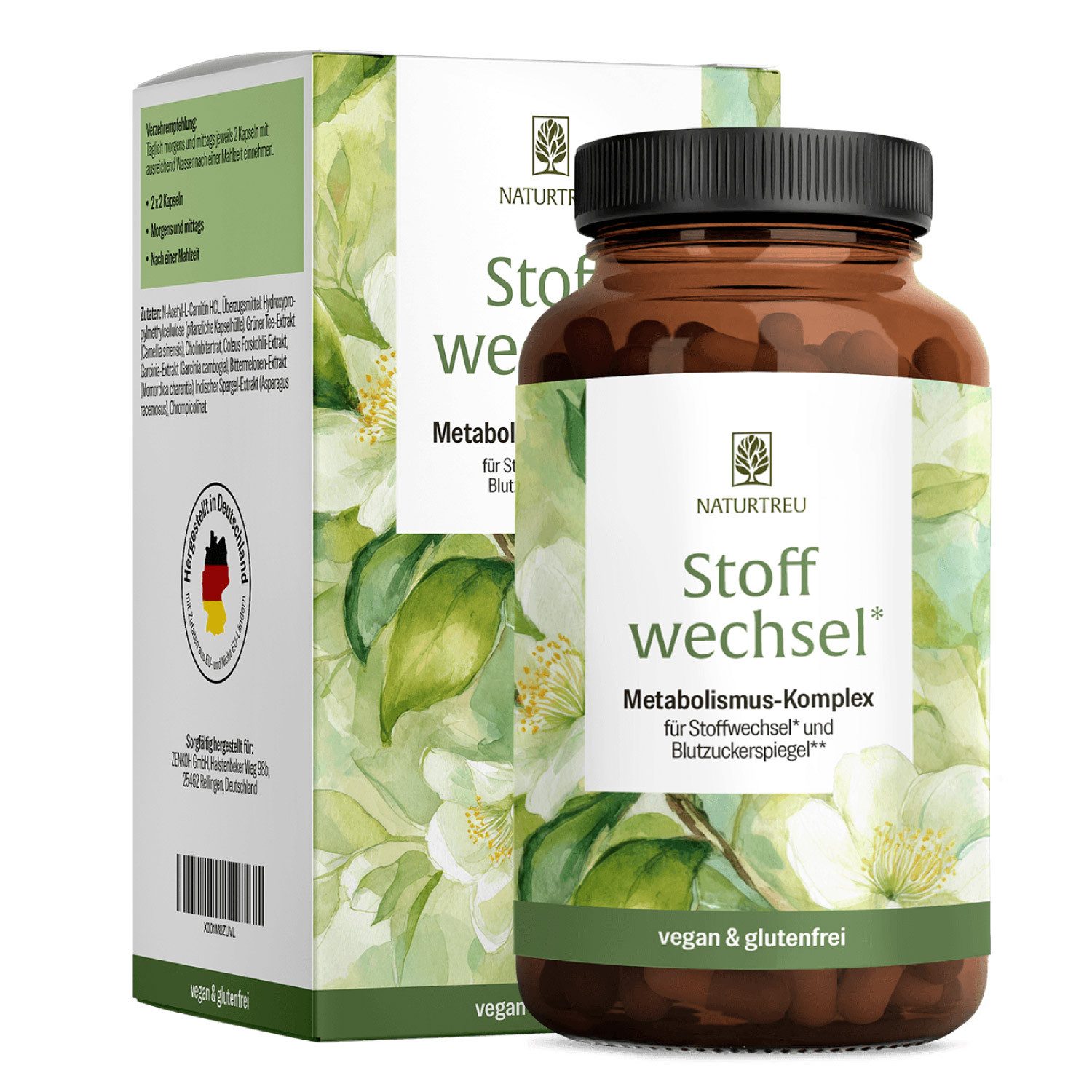 Naturtreu STOFFWECHSEL Kapseln, 120 er 120 St., 65 g, Durchdachte Entwicklung, Vegan, Laborgeprüft, Hochwertige Inhaltstoffe