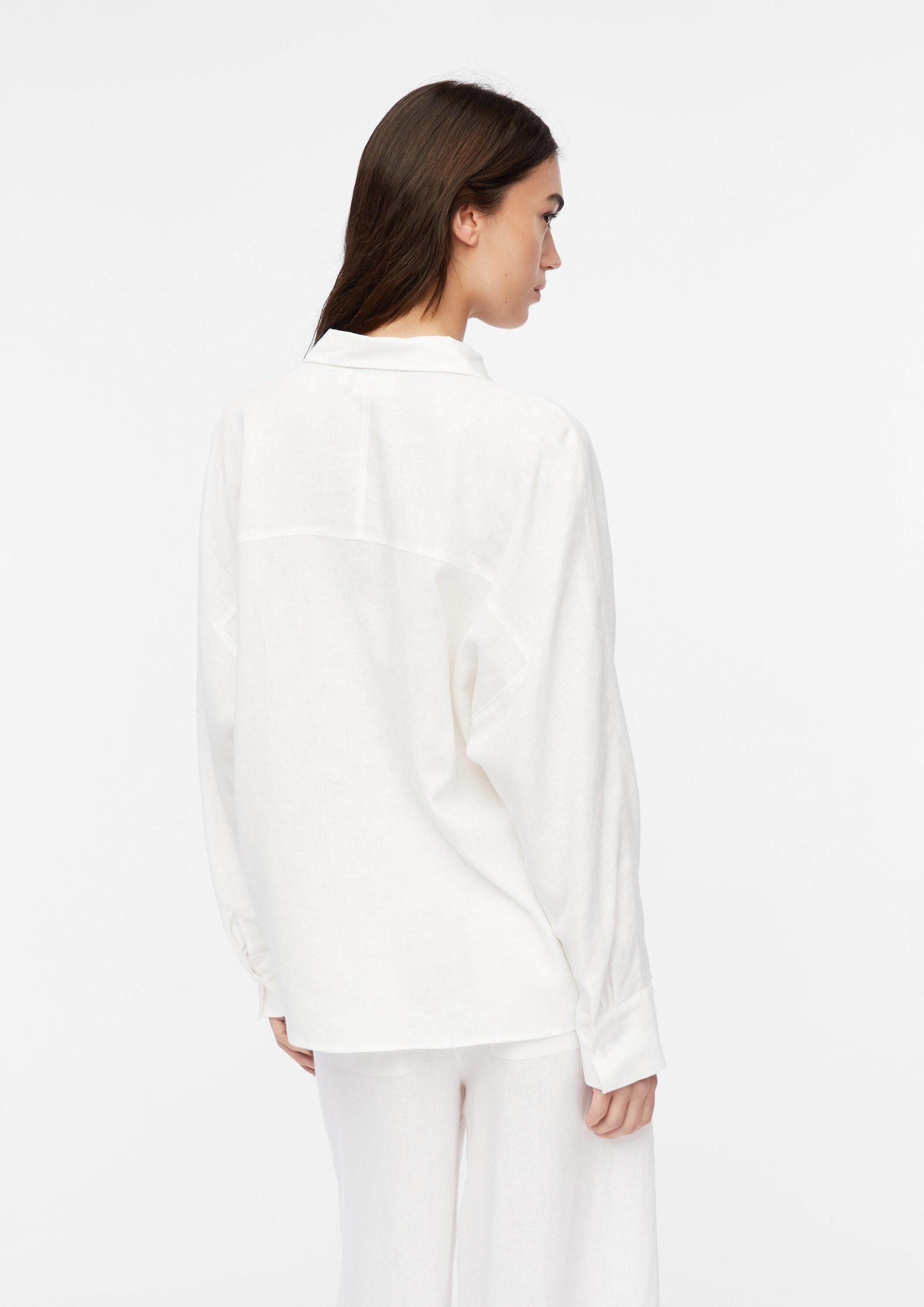 comma Langarmbluse Bluse Bluse aus Leinenmix mit Fledermausärmeln