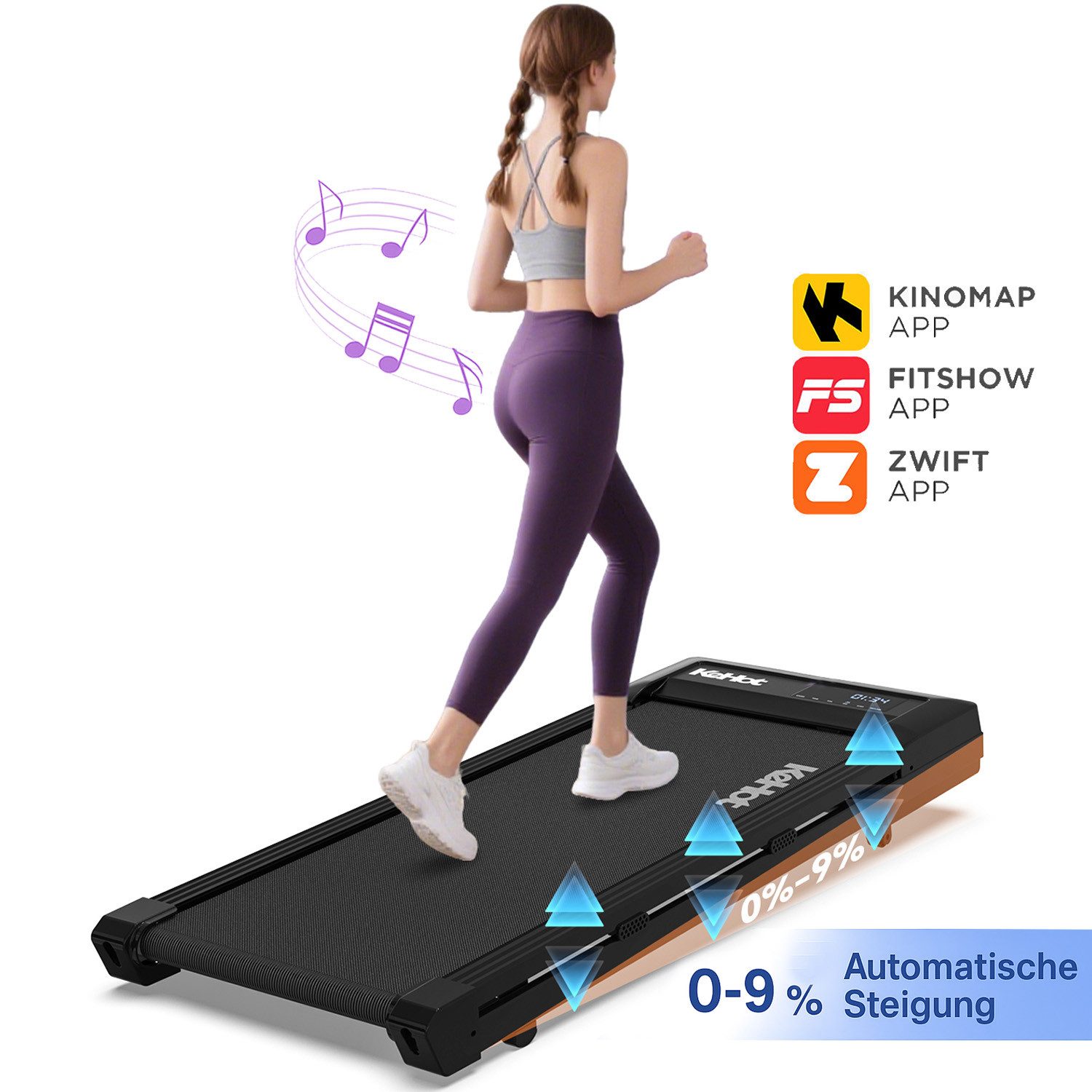 Laufband Elektrisches Walking Pad mit Automatischer 0–9 % Steigung