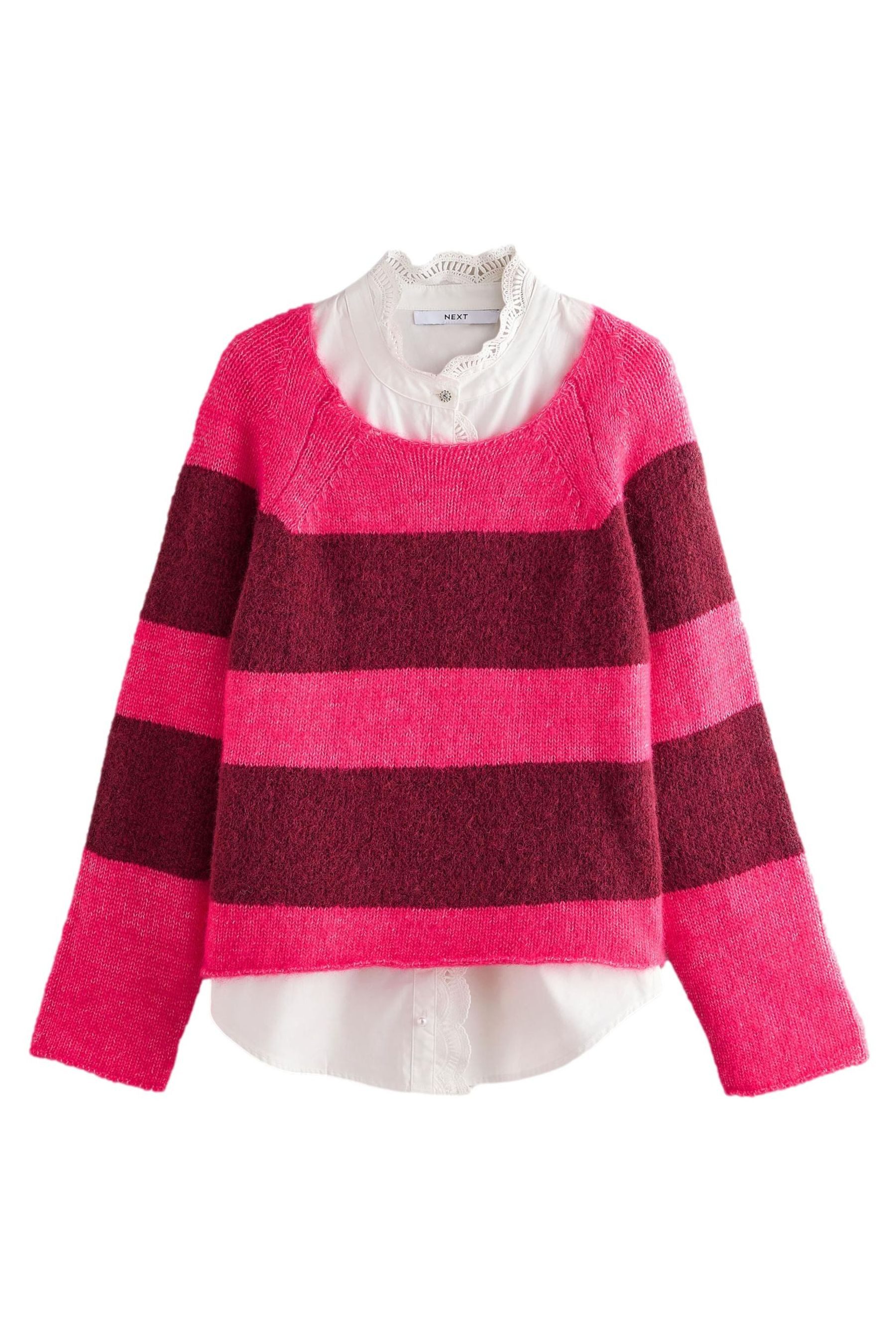 Strickpullover Pullover und Hemd mit Schmucksteinknöpfen