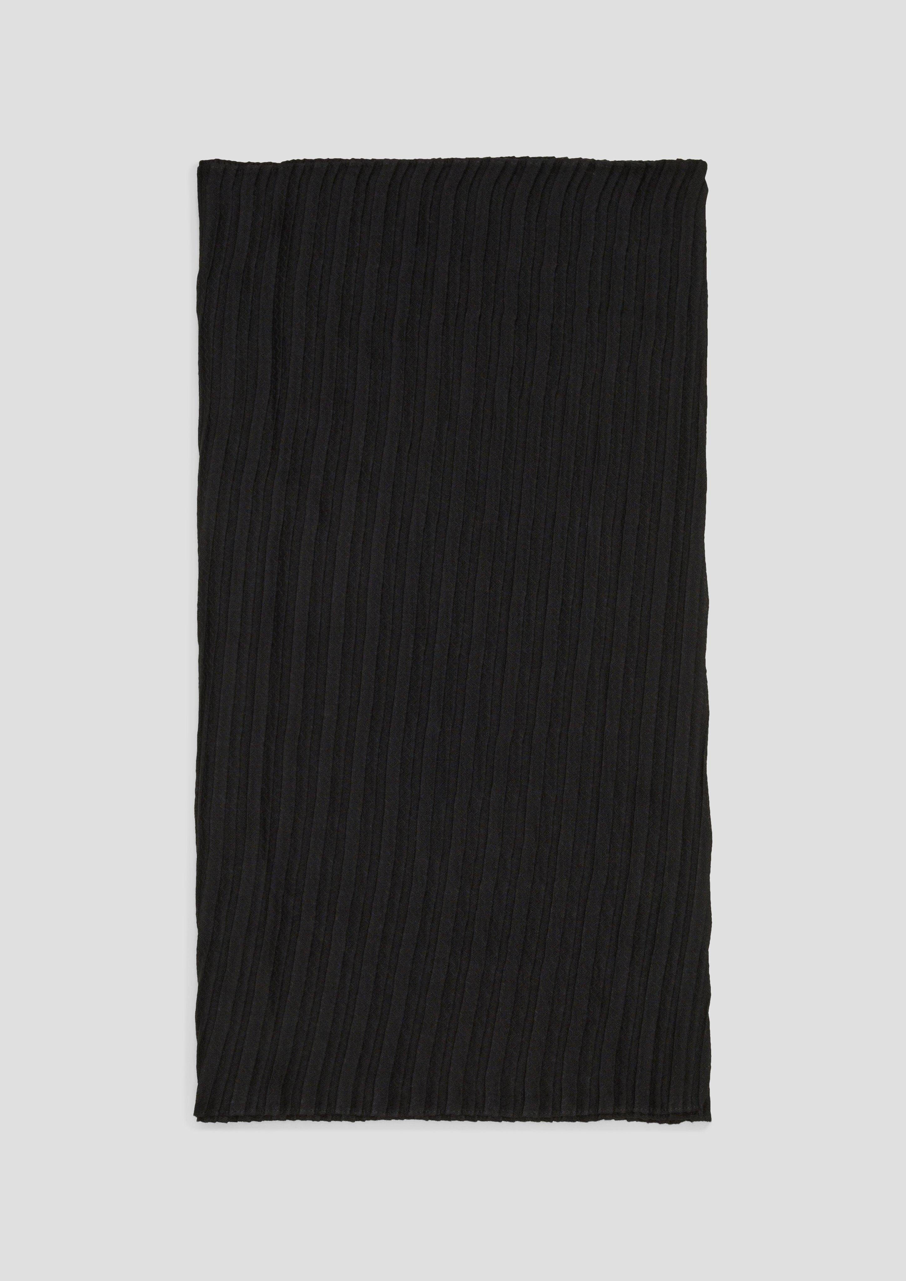 Halstuch schwarz Leichter mit Plisseefalten s.Oliver Loop-Schal