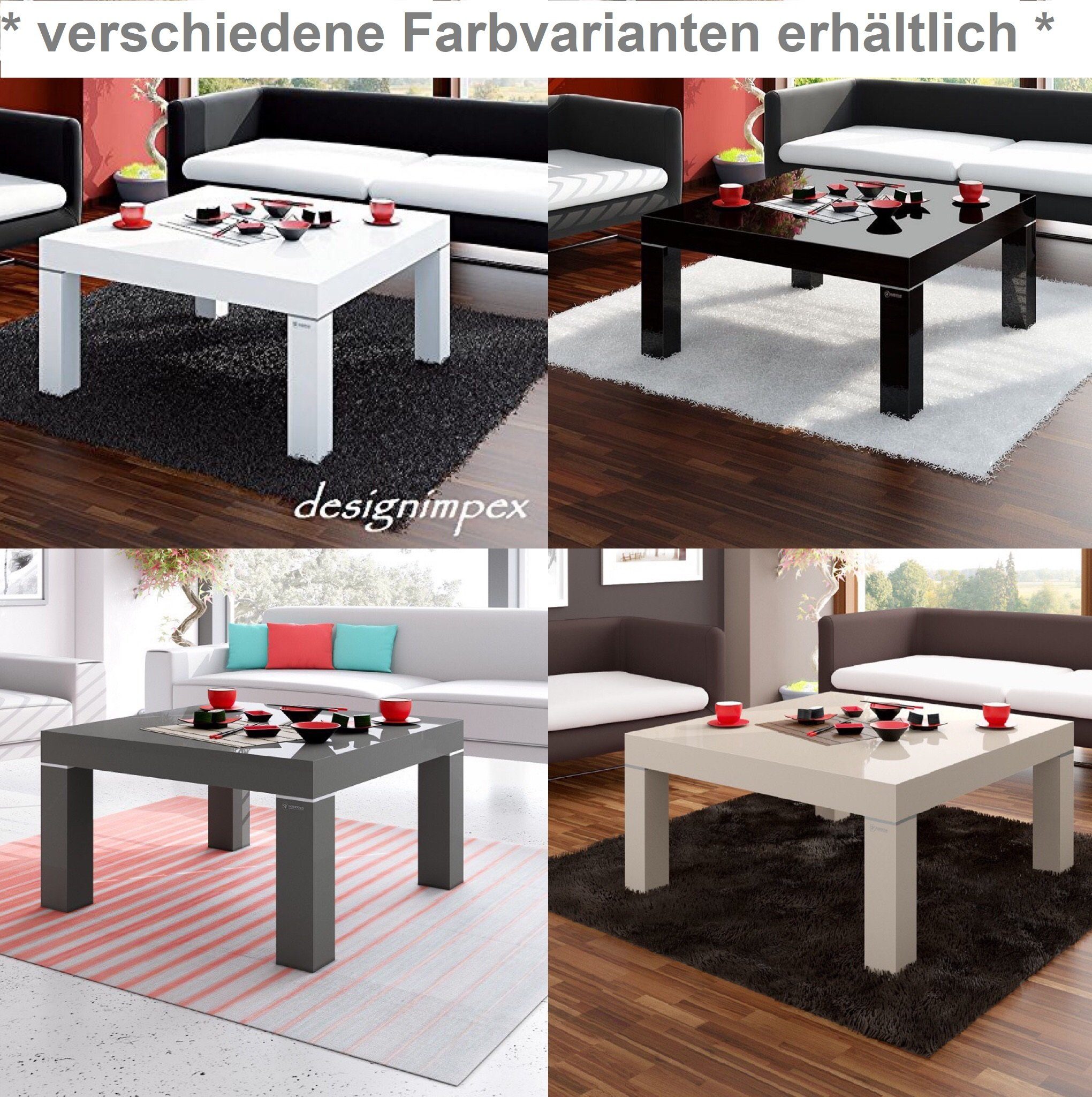 Couchtisch Design Highgloss Hochglanz designimpex H-222 Couchtisch Tisch Schwarz