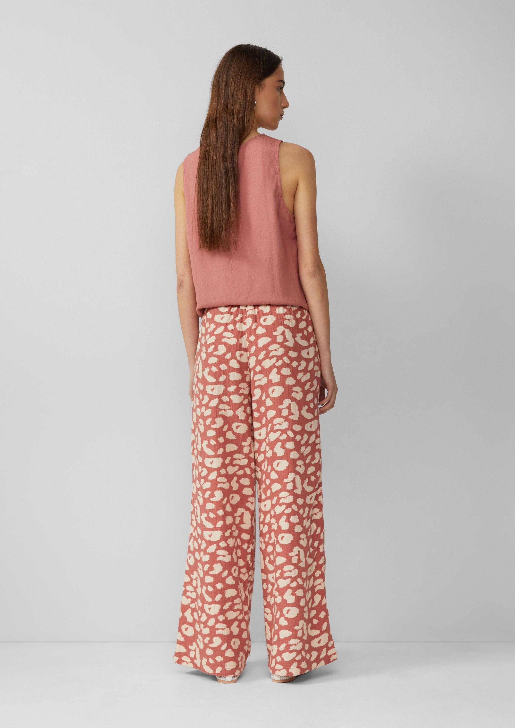 QS Chinos Hose Wide-Leg-Hose aus Musselin