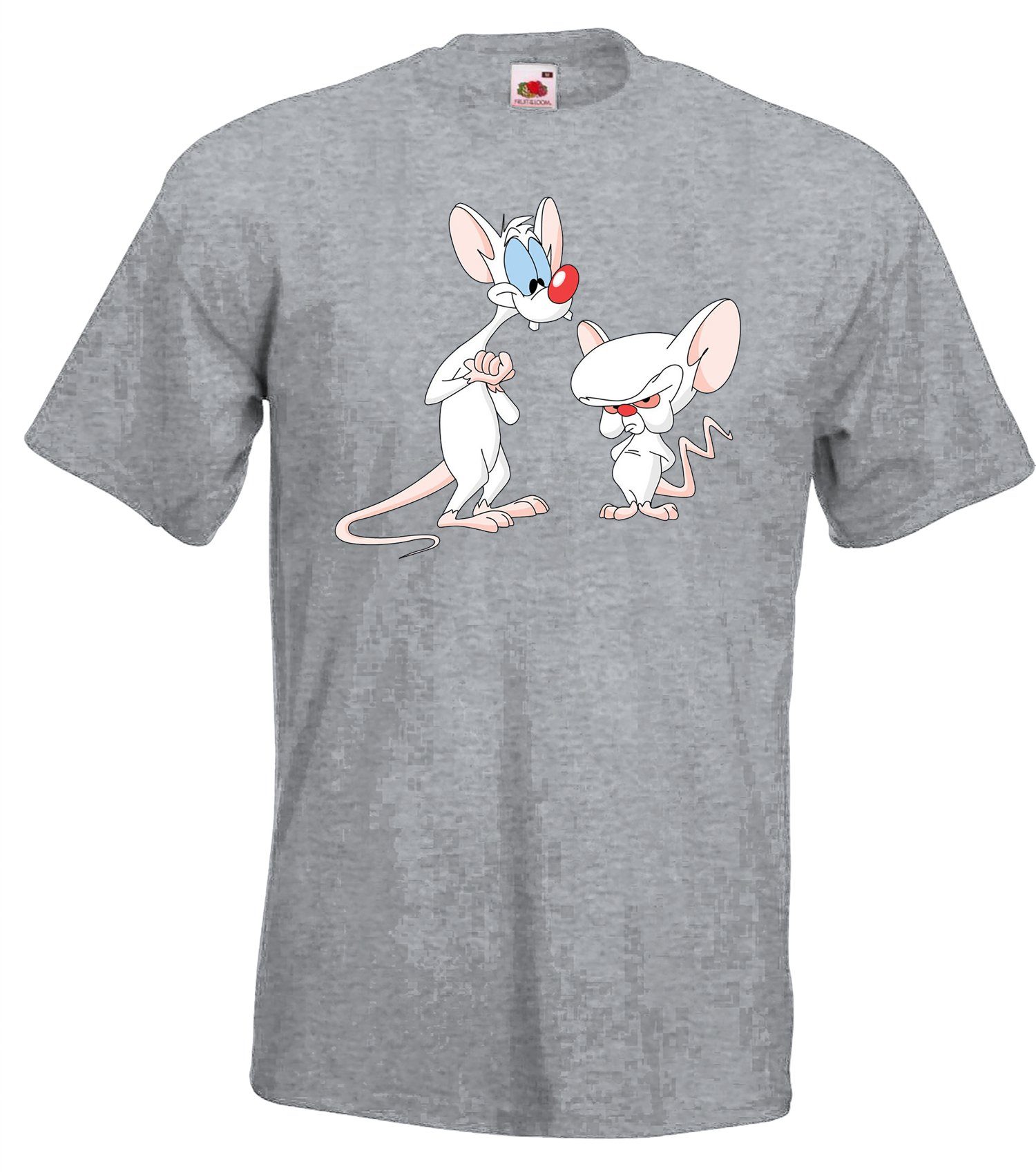 Youth Designz mit T-Shirt und Pinky Frontprint Grau T-Shirt trendigem Brain Herren für