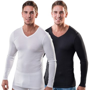 HERMKO Unterziehshirt 164680 Herren langarm Shirt mit V-Ausschnitt aus Baumwolle / Modal