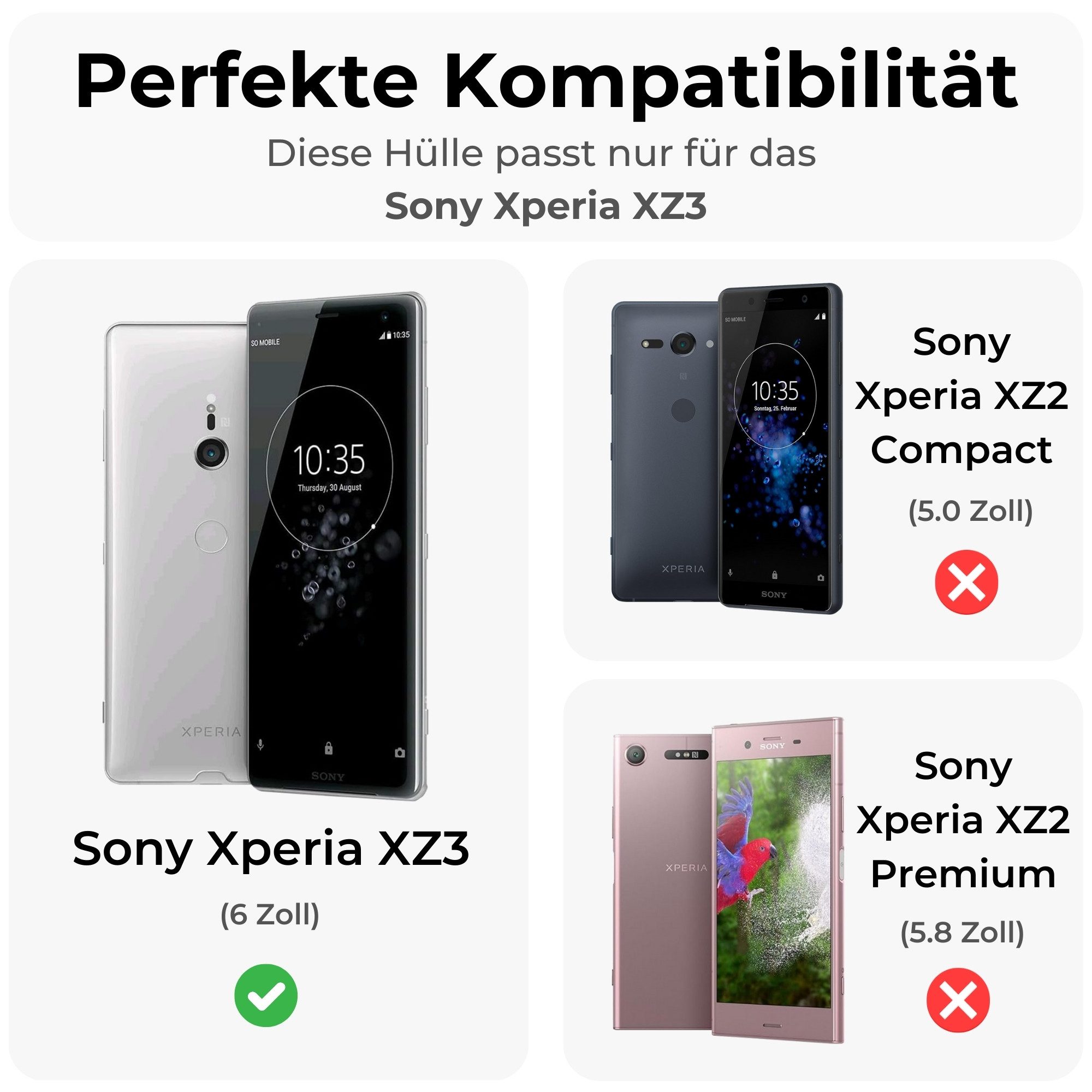 betterfon Handyhülle Handytasche für Sony Xperia Klapphülle Flip Case, 3 Kartenfächer, Magnetverschluss & Standfunktion im Lederlook