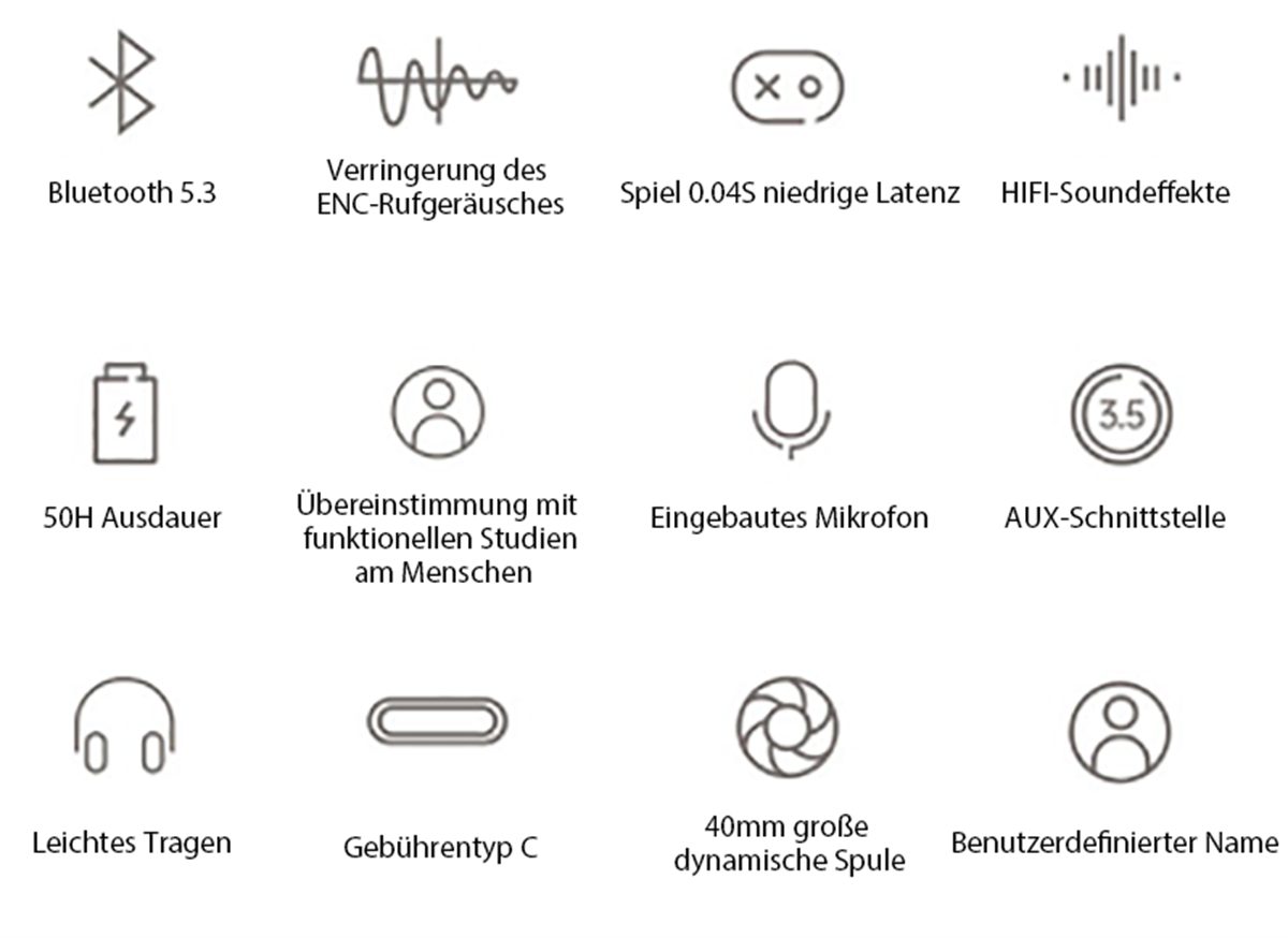 lange Weiß Kabelloses Stunden carefully Headset, Bluetooth-Headset, Akkulaufzeit Over-Ear-Kopfhörer 50 selected
