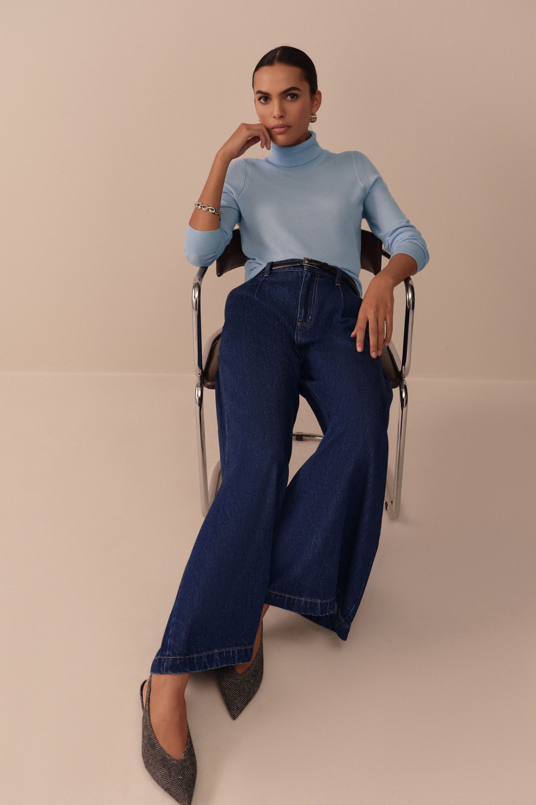Next Weite Jeans N. Premium Palazzo-Jeans mit weitem Bein (1-tlg)
