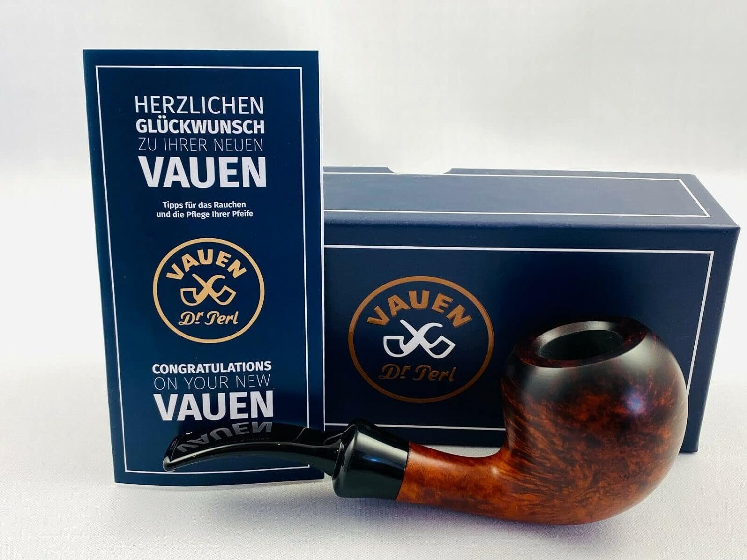 VAUEN Handpfeife Vintage 9mm verpackt), (in Pfeife 1077 Geschenkbox poliert Bruyereholz, bestes Filter, in glatt braun Germany - made