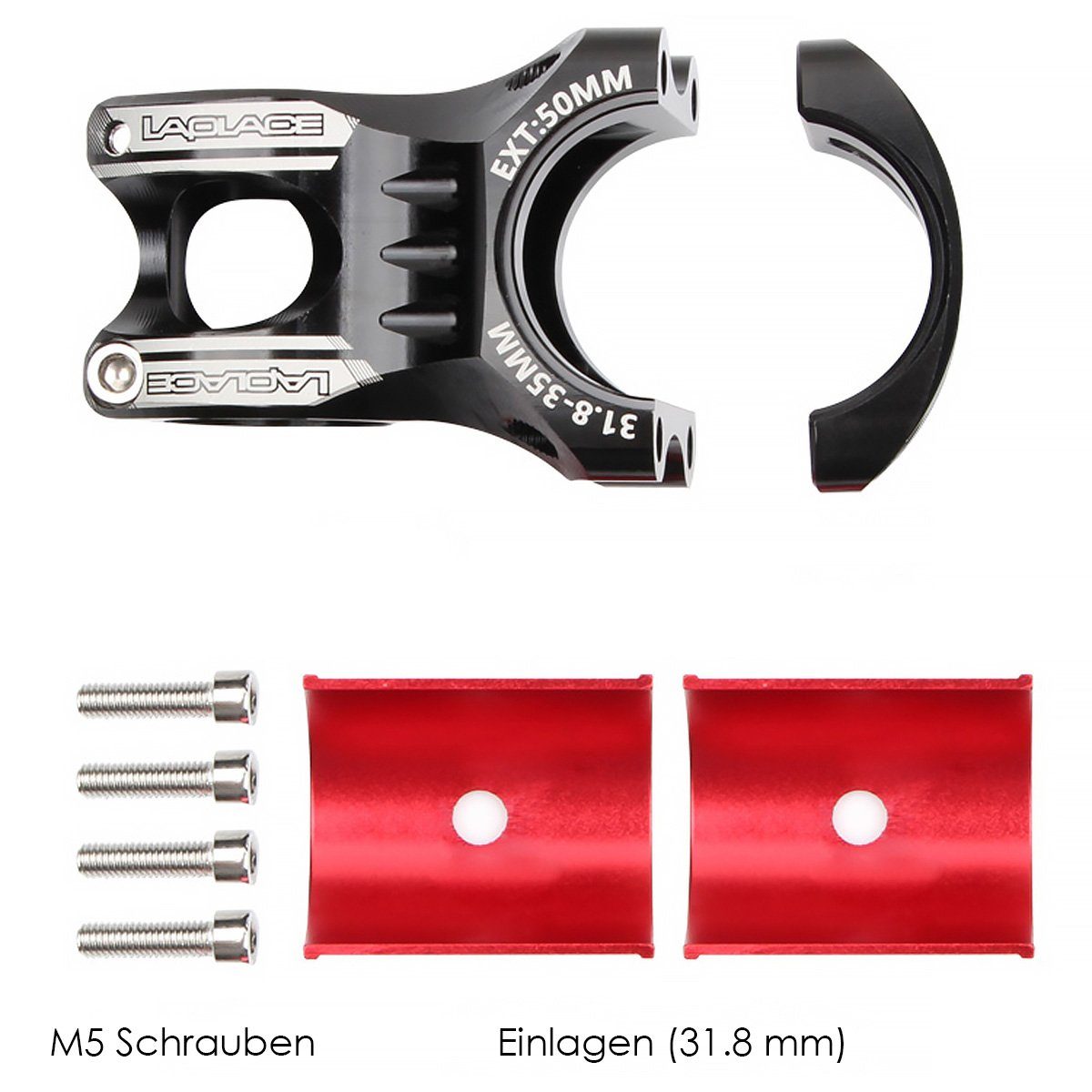 MidGard Vorbau Lenkerschaft CNC-Aluminium MTB (1-St) Fahrradlenker Lenkervorbau für Ø31.8-35mm