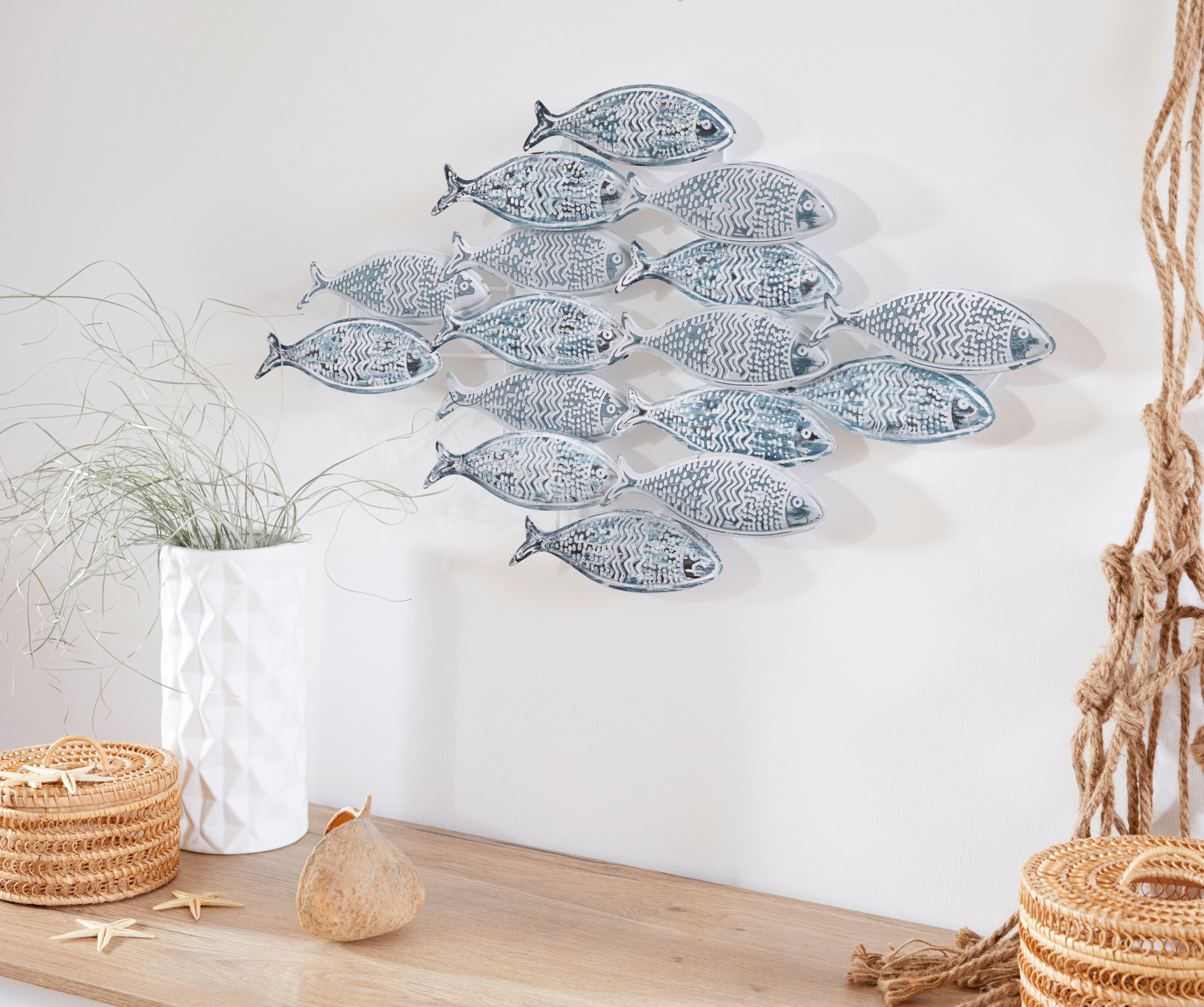 Home affaire Wanddekoobjekt Fische, Wanddeko aus Metall, Shabby Look | Wandobjekte