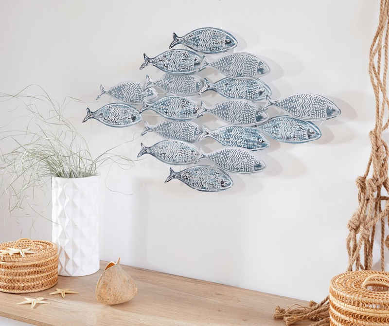 Home affaire Wanddekoobjekt »Fische«, Wanddeko aus Metall, Shabby Look