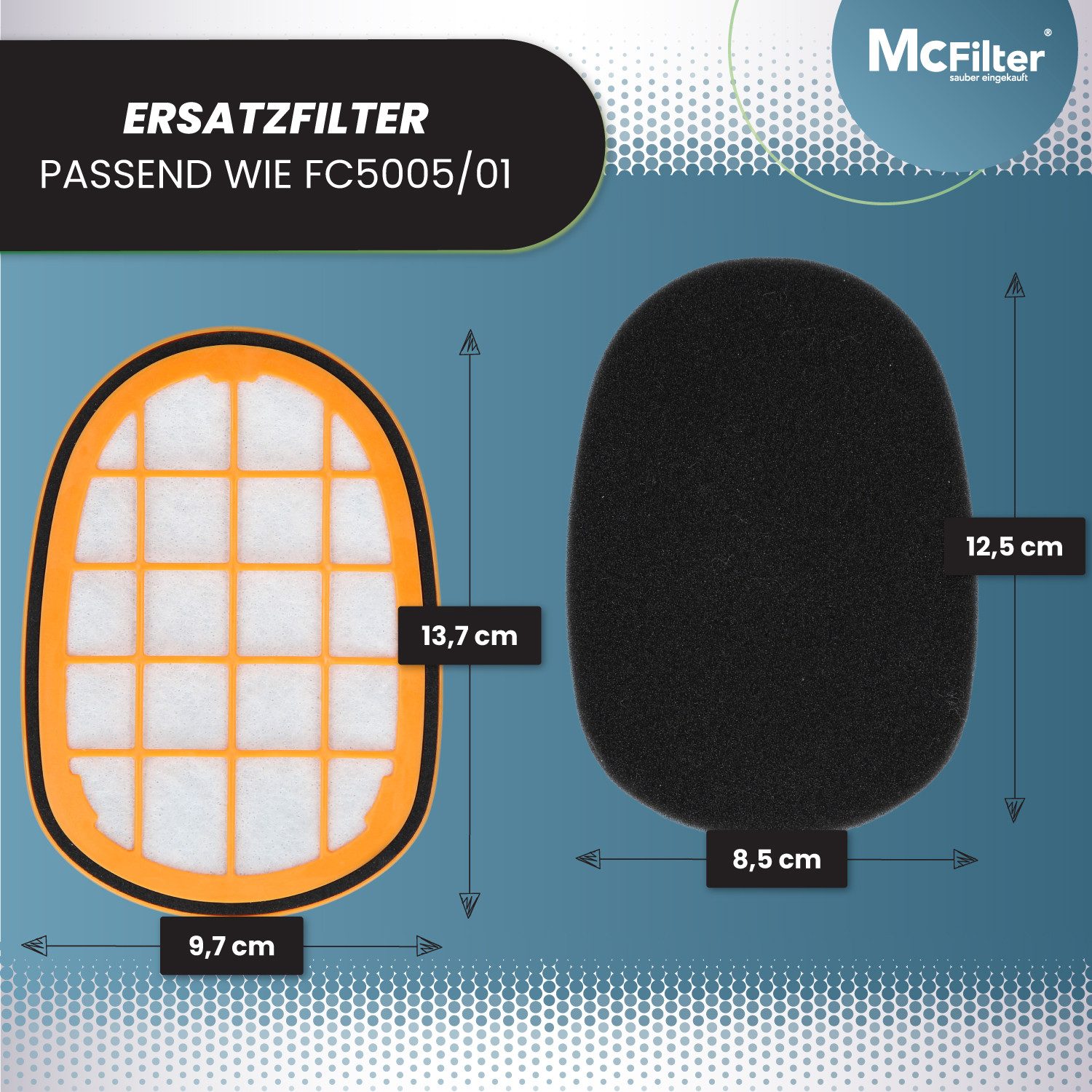 McFilter Ersatzfilter 3 Staubsaugerfilter, Zubehör für Philips SpeedPro Max Aqua, Plus XC7042, Filter gegen Feinstaub, Alternative für FC5005/01