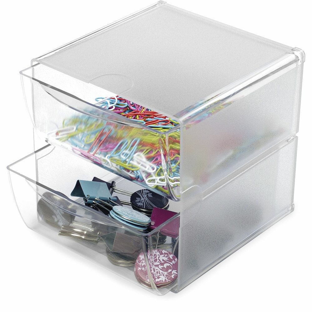 HOLT Schreibtisch Organisationsbox Cube 2 Fächer glasklar. Perfekt für Bürobedarf. (1-St)