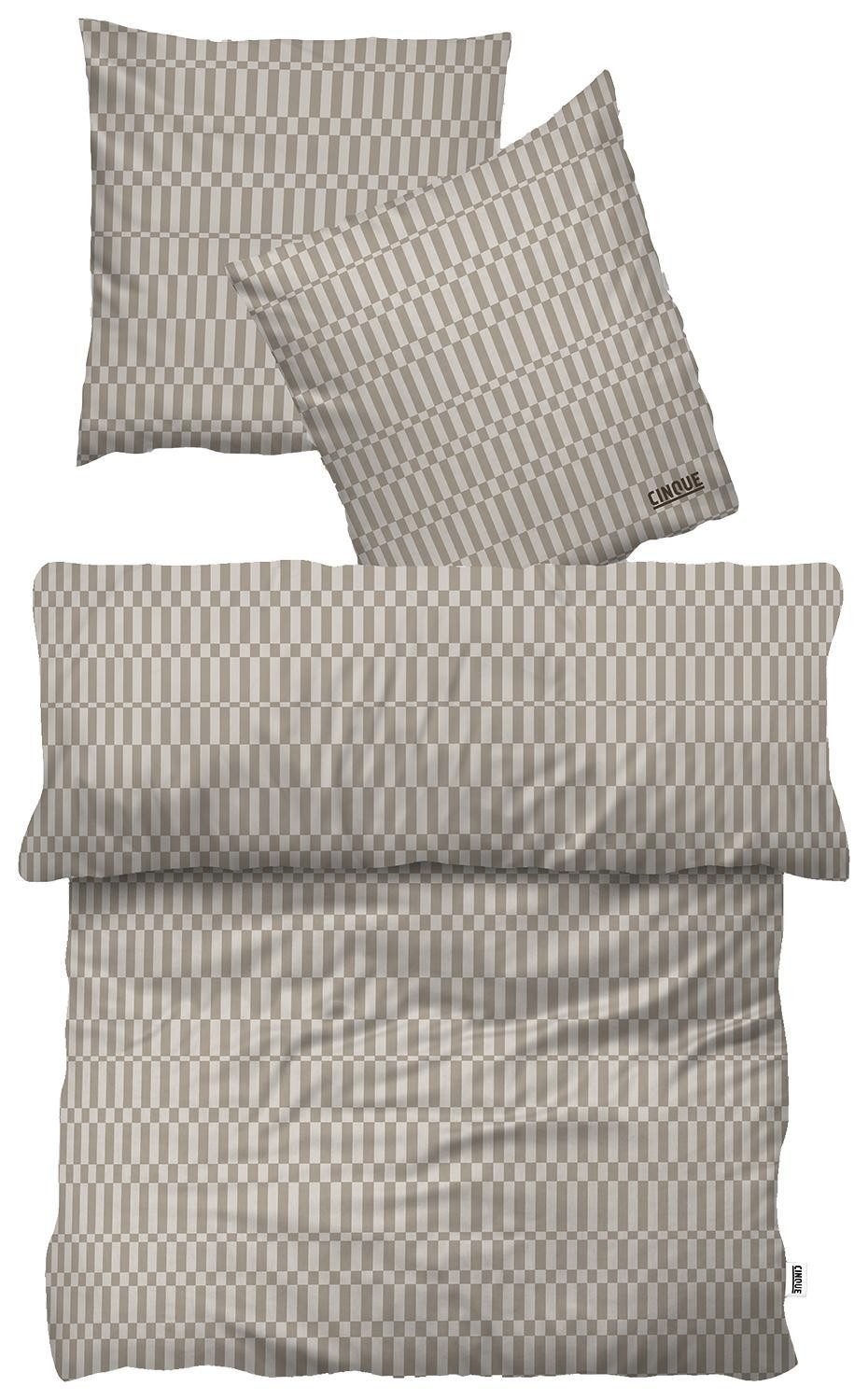 Cinque Bettwäsche LINE, Taupe, 200 x 200 cm, Reißverschluss, Satin, 100% Baumwolle