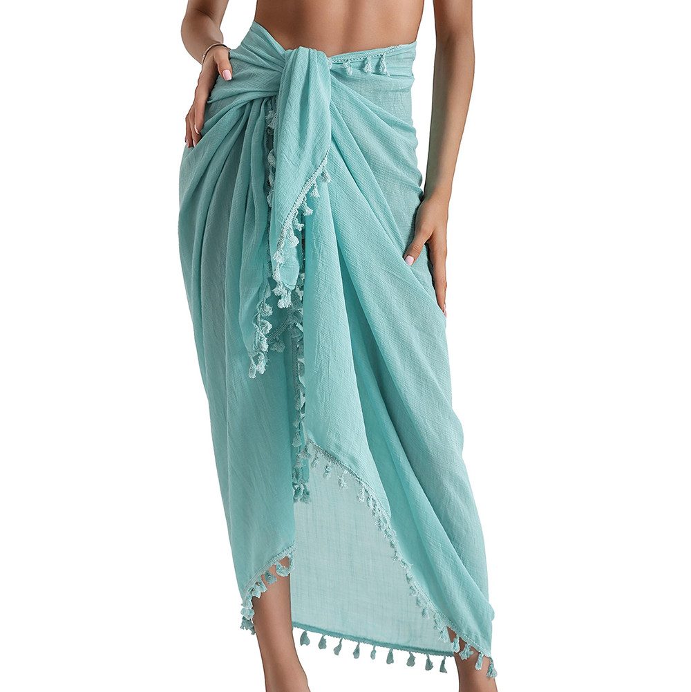nsihing Sarong Damen Strand-Sarong – Wickel-Strandtuch / Pareo,mit Quasten, langer Strand-Wickelrock,sommerlicher Strand- und Urlaubsschutz