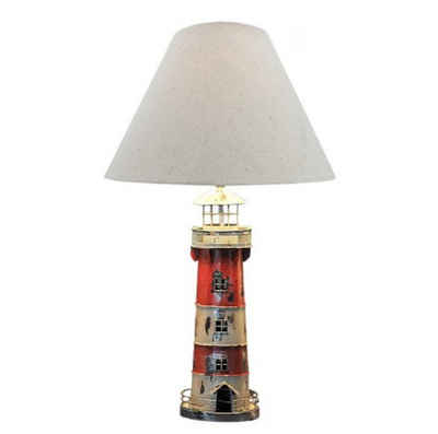 Linoows Tischleuchte Tischlampe mit Leuchtturm, Maritime Schirm Lampe, ohne Leuchtmittel, Leuchtmittel abhängig, Schirm Leuchte aus Metall