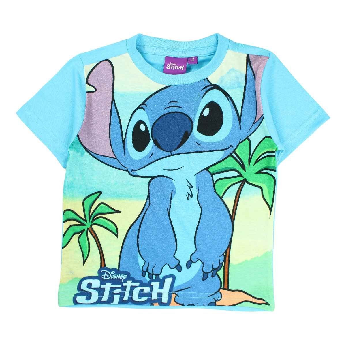 T Hellblau Stitch 98 Hose tlg) cm -Shirt Shorty - 128 (2 Lilo Gr. & Jungen & Set Kurze