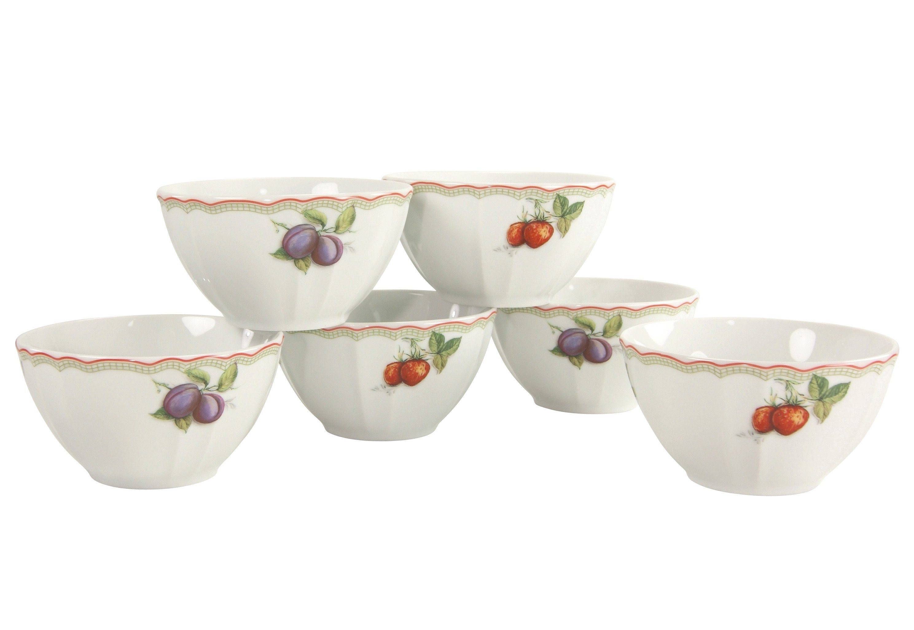 CreaTable Müslischale Flora Orchard, Porzellan, (Set, 6-tlg), Salatschale, Snackschale