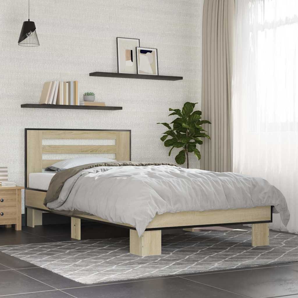 Bettgestell Bett Sonoma-Eiche 193 x 78 x 83,5 cm mit Kopfteil