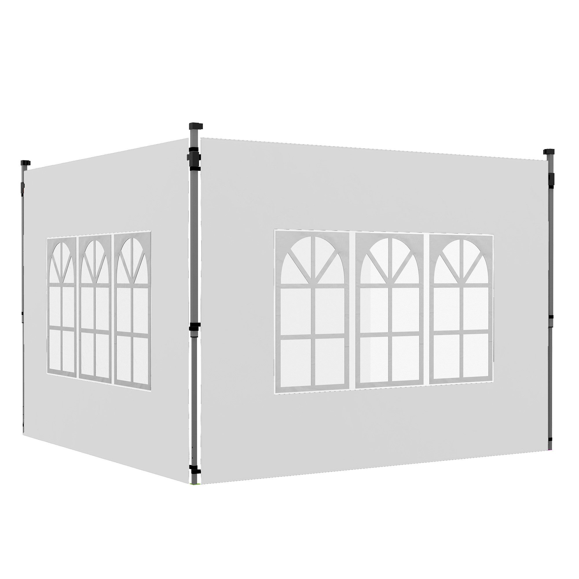 Outsunny Pavillonseitenteil Seitenwand Fenster wasserdicht Oxfordstoff Wind- & Sichtschutz, 295x195 cm, für Faltpavillon in 300x300 cm oder 300x400 cm) Seitenwand, [2-St. Seitenteile für Pavillon, für Partyzelt, Weiß