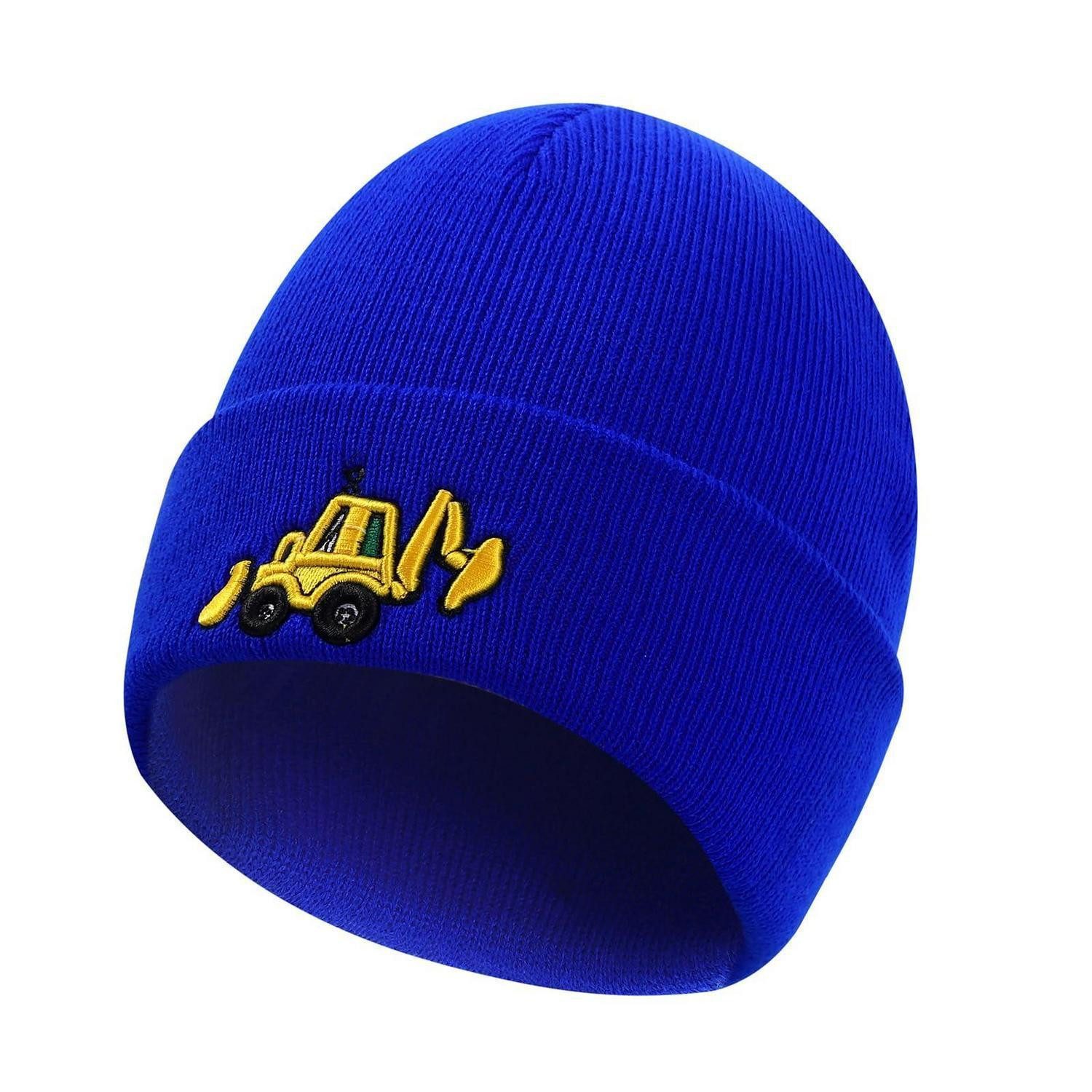 LuxusKollektion Beanie Strickmütze Kinder Dino Blau 2-8 Jahre (1-St)