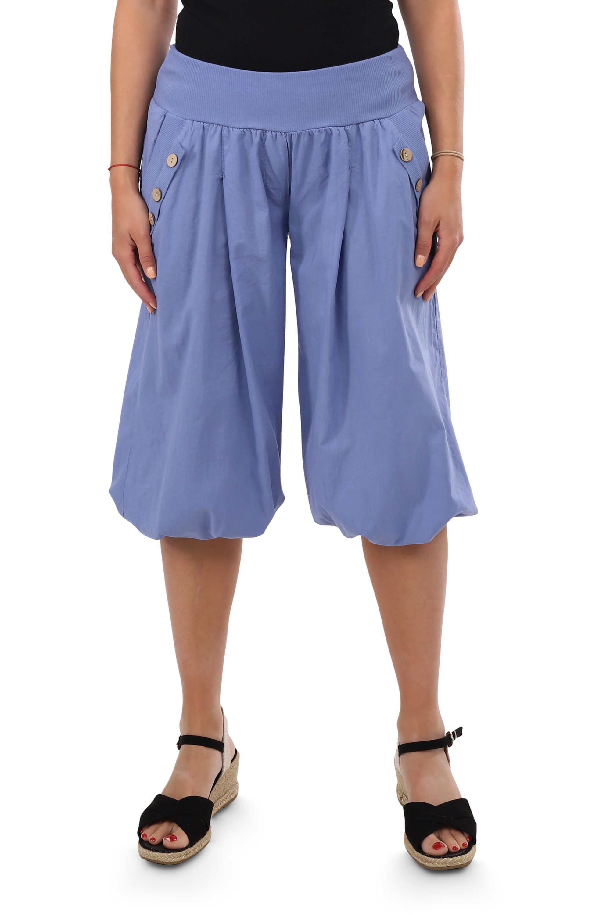 Haremshose malito Damen Pumphose Capri Holzzierknöpfe 23286H