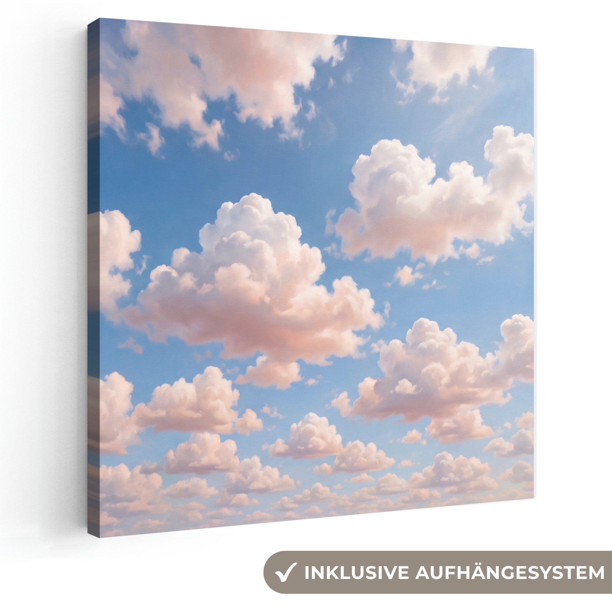 OneMillionCanvasses® Leinwandbild Wolken – Himmel – Natur – Licht – Blau, Fotodruck (1 St), Wandbild, Deko Schlafzimmer Wohnzimmer Flur 20x20 cm