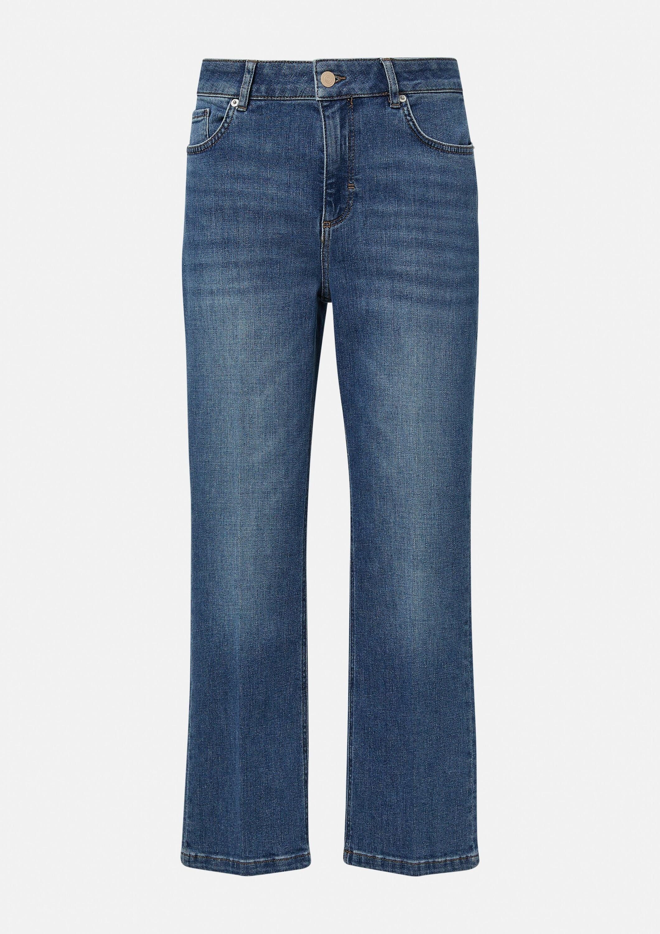 comma Weite Jeans Jeans-Hose Elastische Ankle-Jeans mit Flared Leg