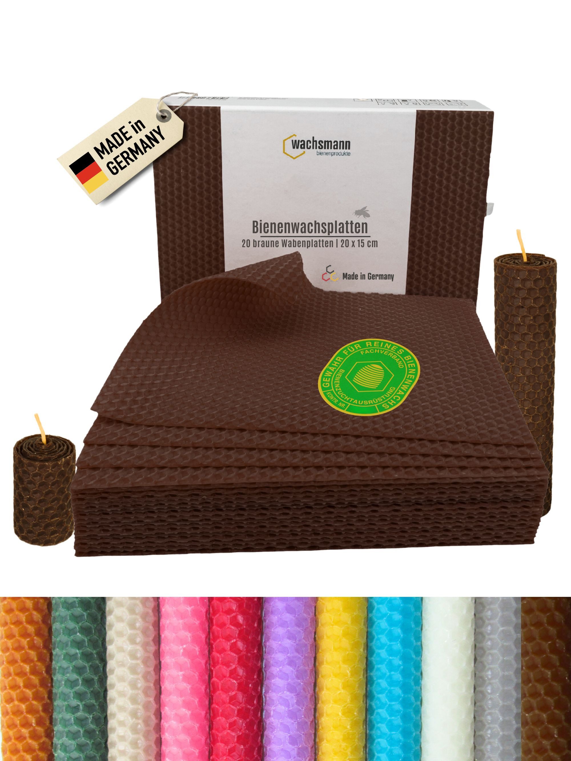 Wachsmann Bienenprodukte Bastelnaturmaterial Bienenwachsplatten, 20 x 15 cm, 20 Stück, 100% echtes Bienenwachs