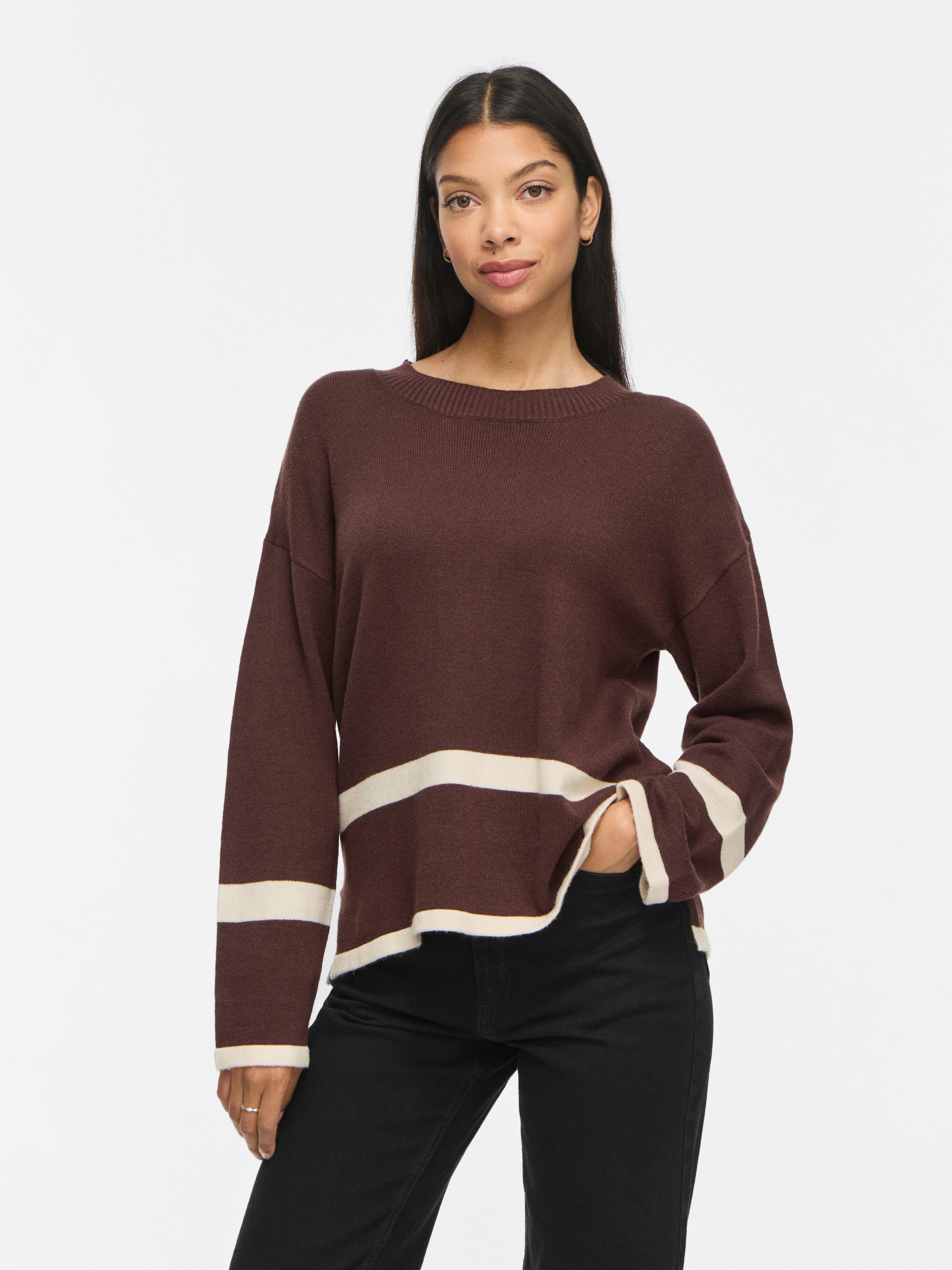 Vila Rundhalspullover VIRIL O-NECK OVERSIZE L/S KNIT TOP- NOOS Materialmix, oversize