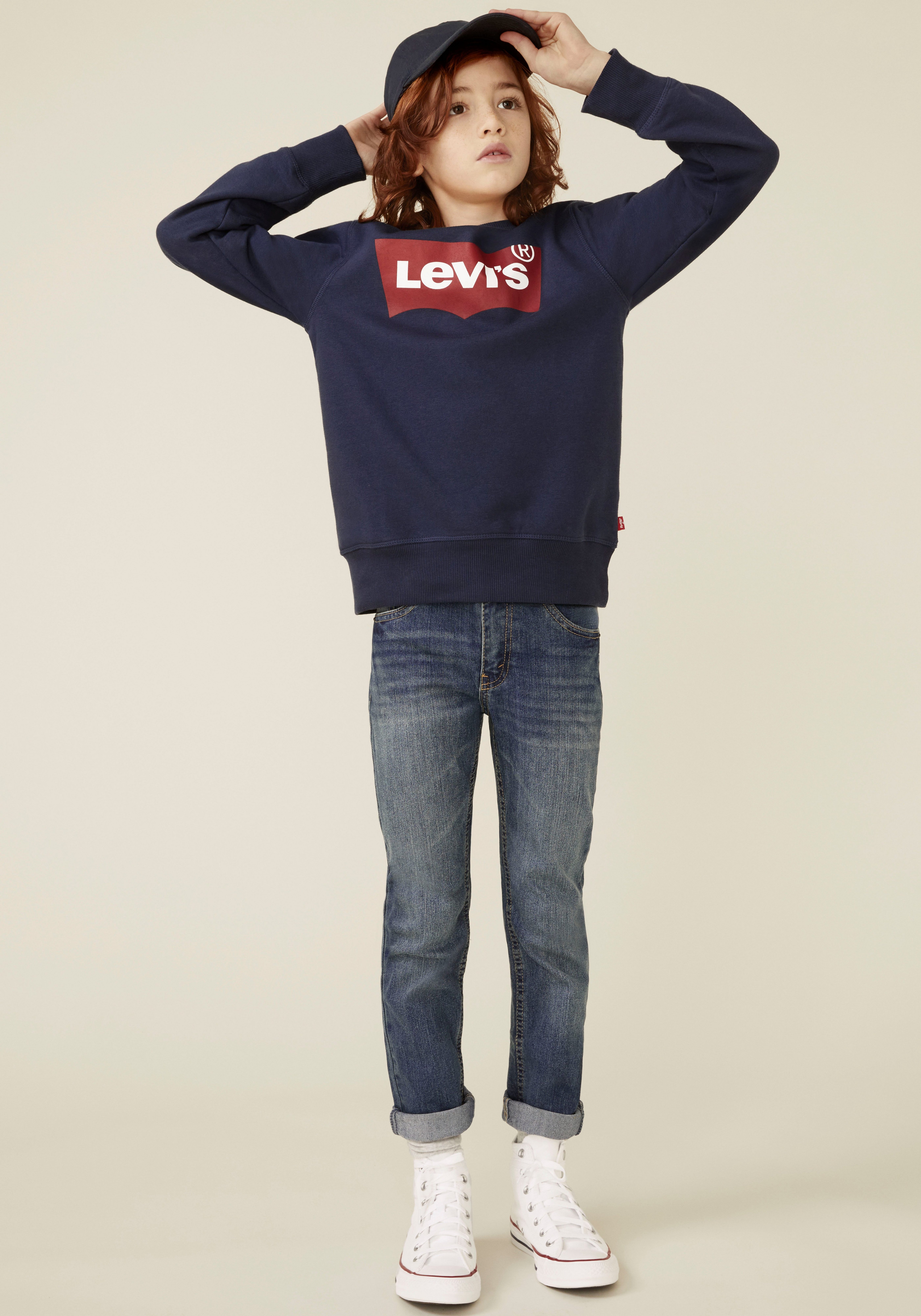 BOYS Kids blues CREWNECK Levi's® Sweatshirt for BATWING