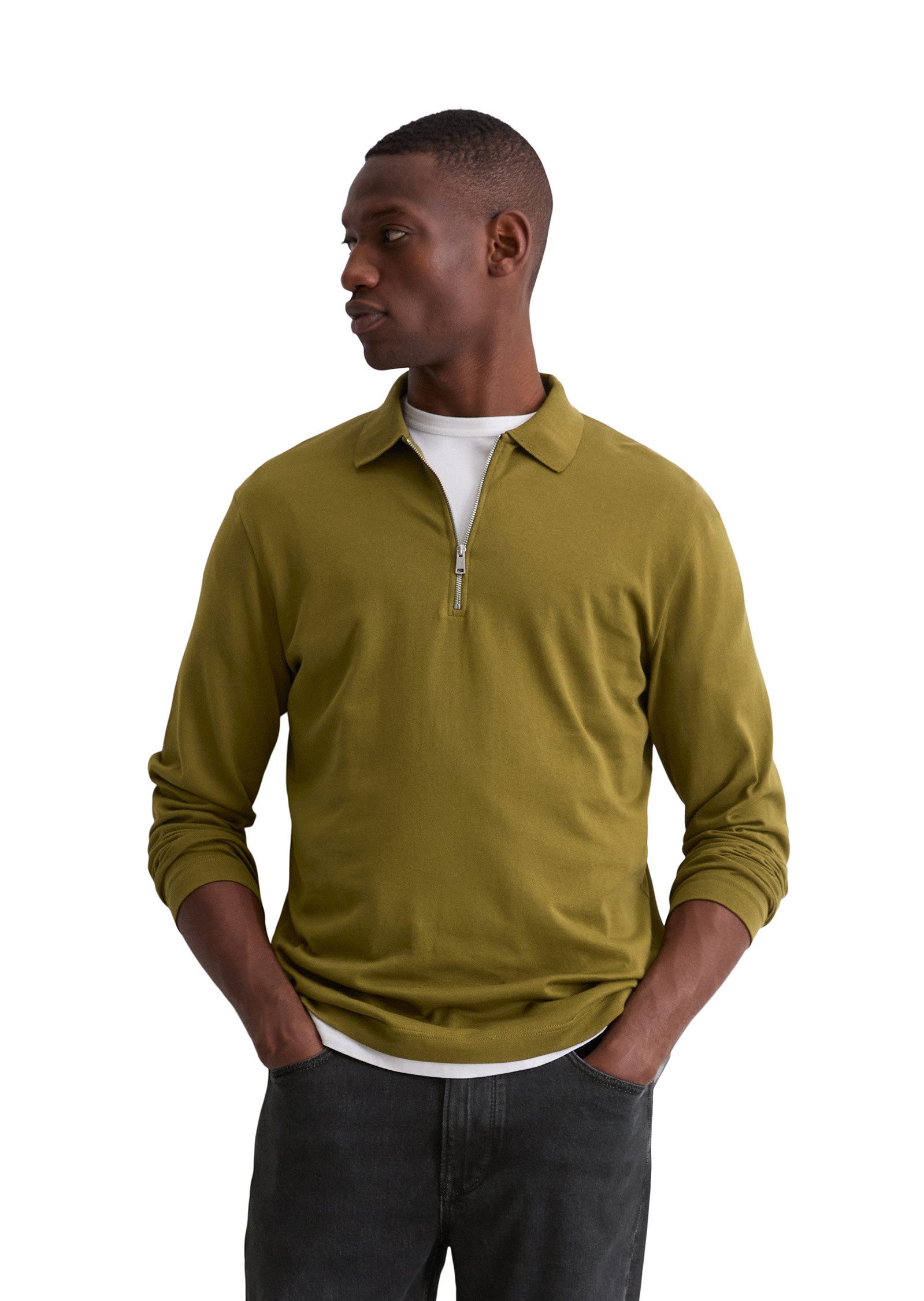 Marc O'Polo Langarmshirt mit Flachstrickkragen günstig online kaufen