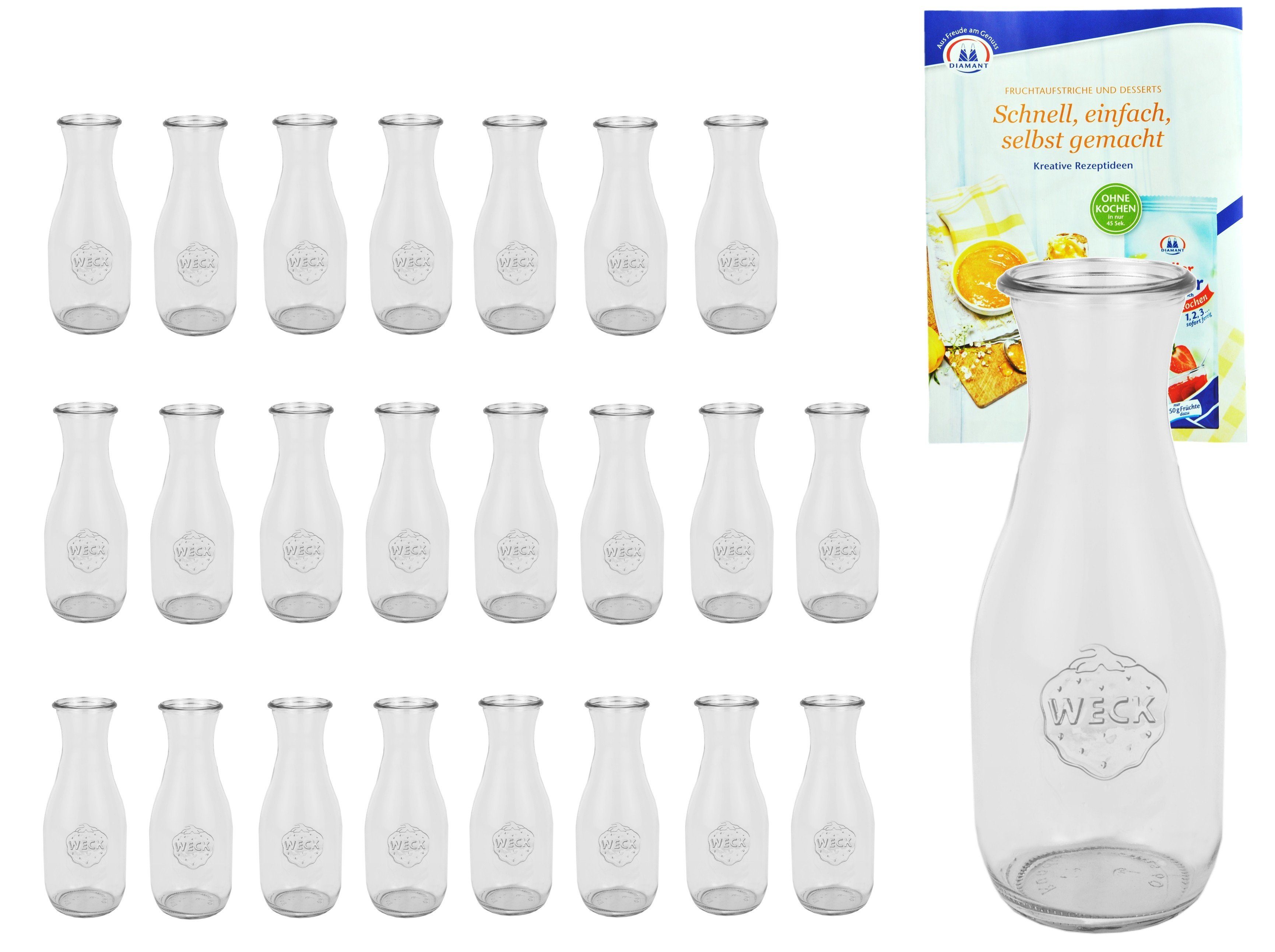 MamboCat Einmachglas 24er Set Weck Gläser 530ml Saftflasche inkl. Rezeptheft, Glas