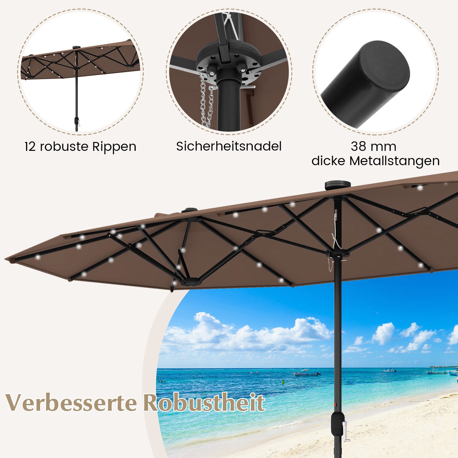 COSTWAY Sonnenschirm, 400 x 200 cm, günstig online kaufen
