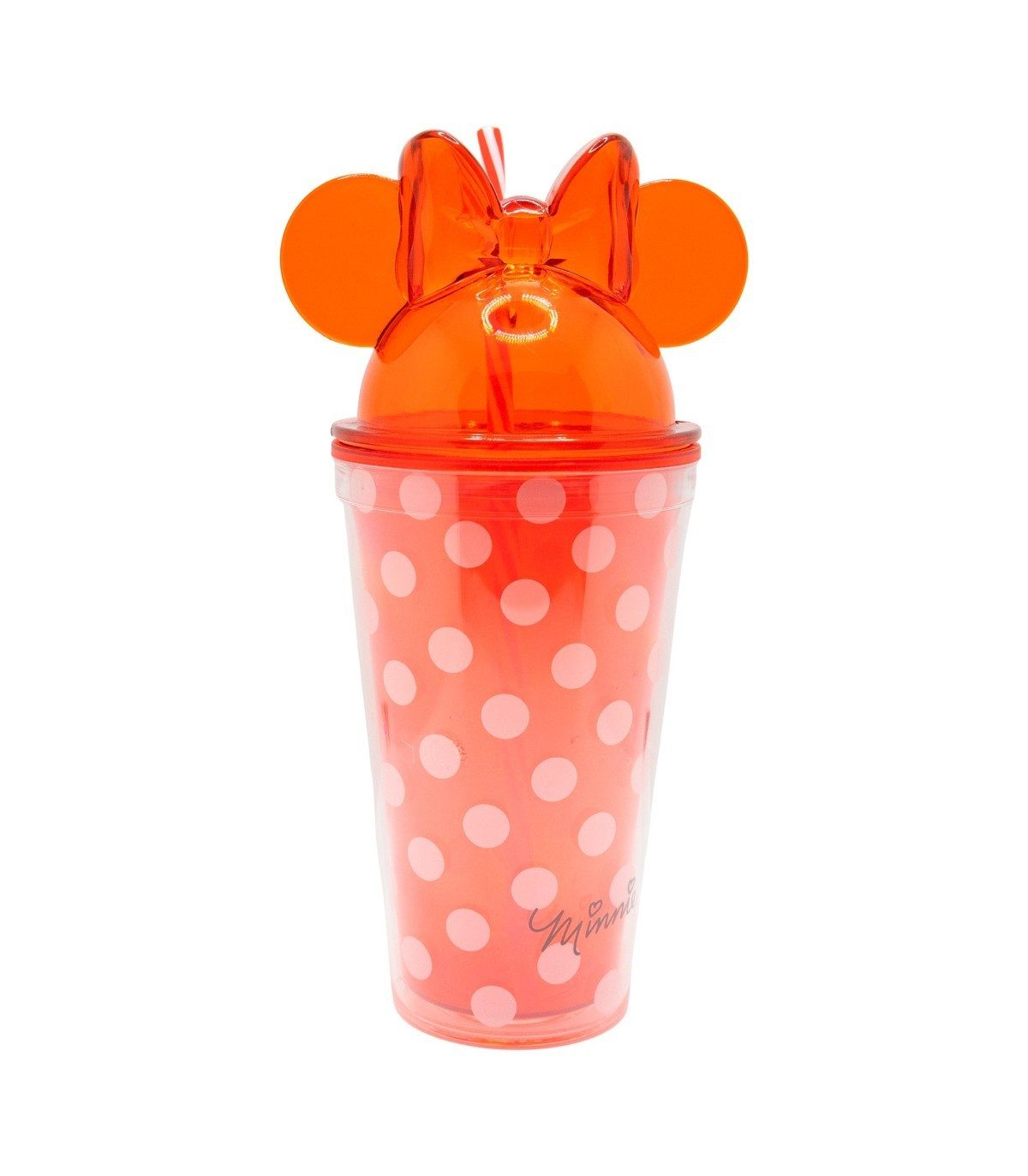 Disney Becher Minnie Mouse 3D Trinkbecher 535 ml mit Strohhalm und Schraubdeckel
