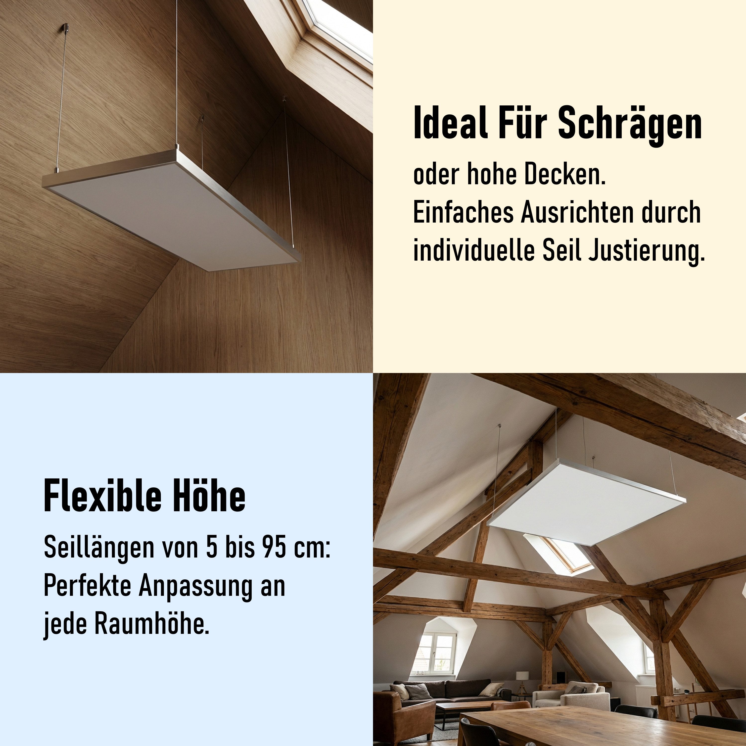STEINFELD Heizsysteme Infrarotheizung Decke 350-1200W, Decken Montage 5-95cm, Made in Germany, 7 Jahre Garantie