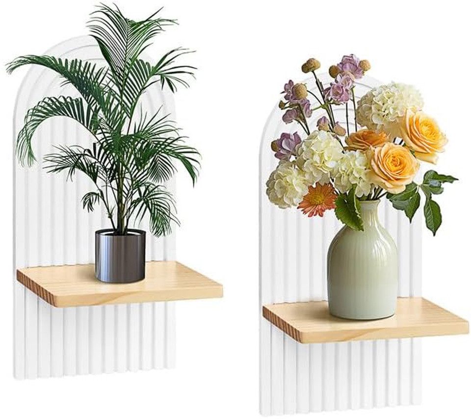 Zaewry Wandregal Holz Boho Wanddeko: Holz Wand Deko Kinderzimmer Wand Regale, 2-tlg., Klein Pflanzregal für Wohnzimmer Schlafzimmer
