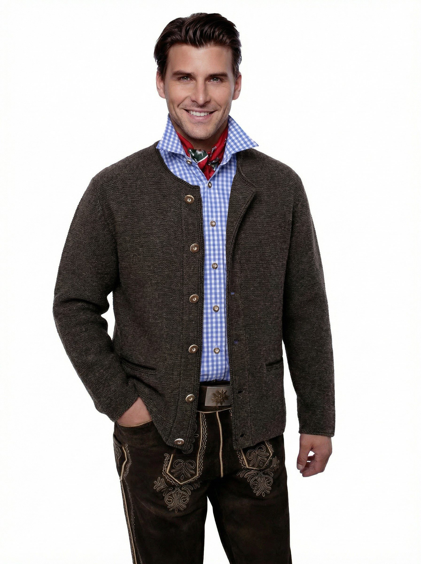 Moschen-Bayern Trachtenstrickjacke Trachtenjacke Herren Trachtenstrickjacke Trachtenjanker Strickjacke mit Knopfleiste
