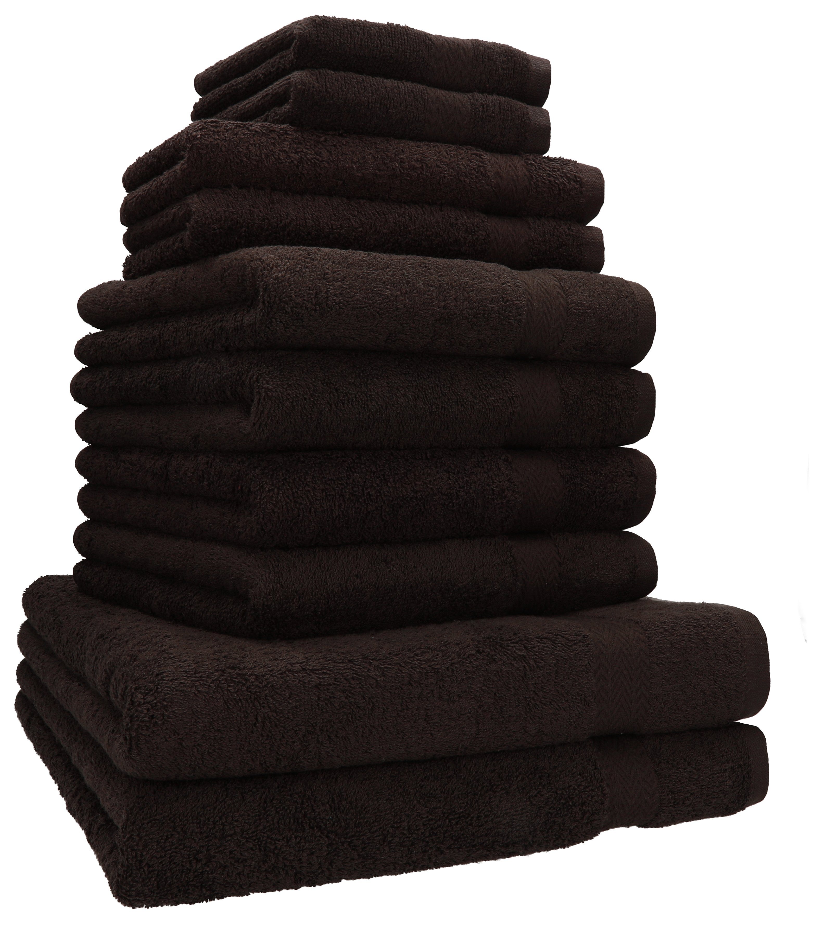 Betz Handtuch Set 100% 10-TLG. (10-tlg) 2 Baumwolle, 2 100% 2 Classic Seiftücher, 4 Handtuch-Set dunkelbraun Gästetücher Baumwolle Handtücher Duschtücher