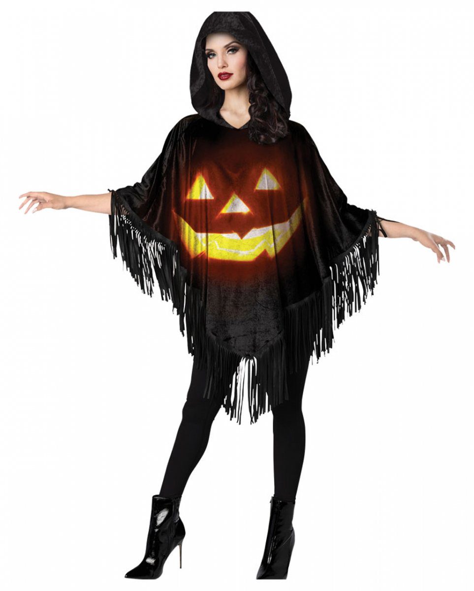 Horror-Shop Dekoobjekt Kürbisgesicht Halloween Poncho