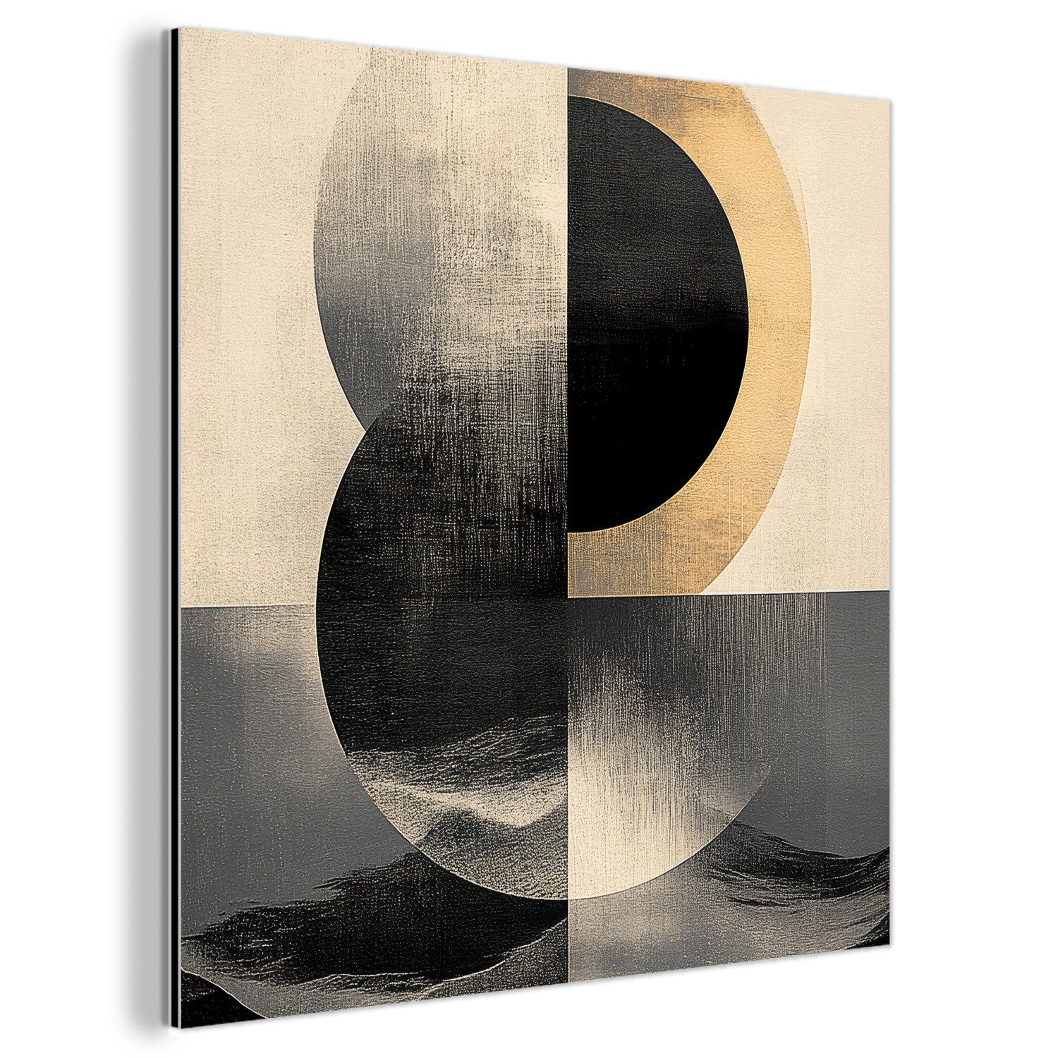 MuchoWow Metallbild Kreise - Schatten - Abstrakt, Inkl. Aufhängung, Alu-Dib günstig online kaufen