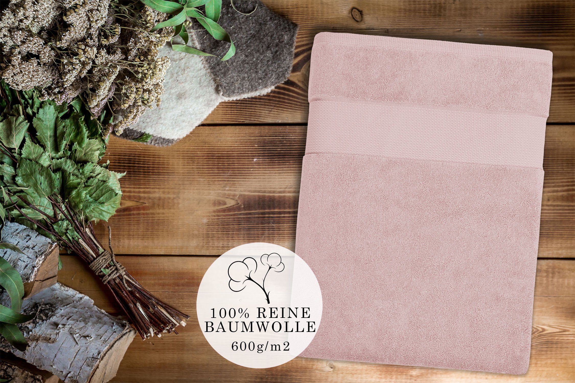 100x180cm 100% XL (1-St) Badetuch, - Primrose BANANALU Baumwolle 600g/m2 Großes Pink Saunatuch Frottiertuch 12-2904 Baumwolle XXL